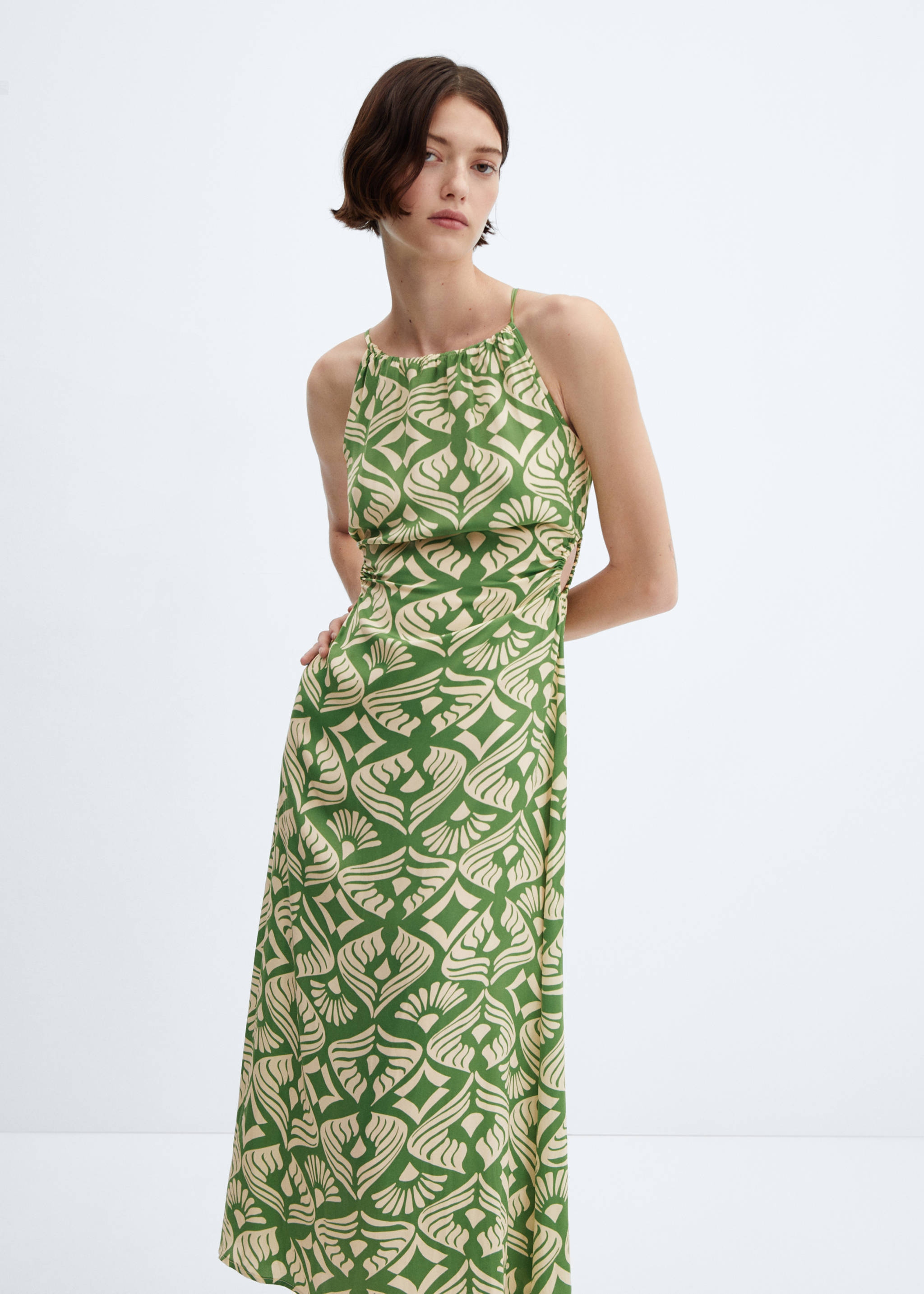 Printed dress with openings - Medium plane