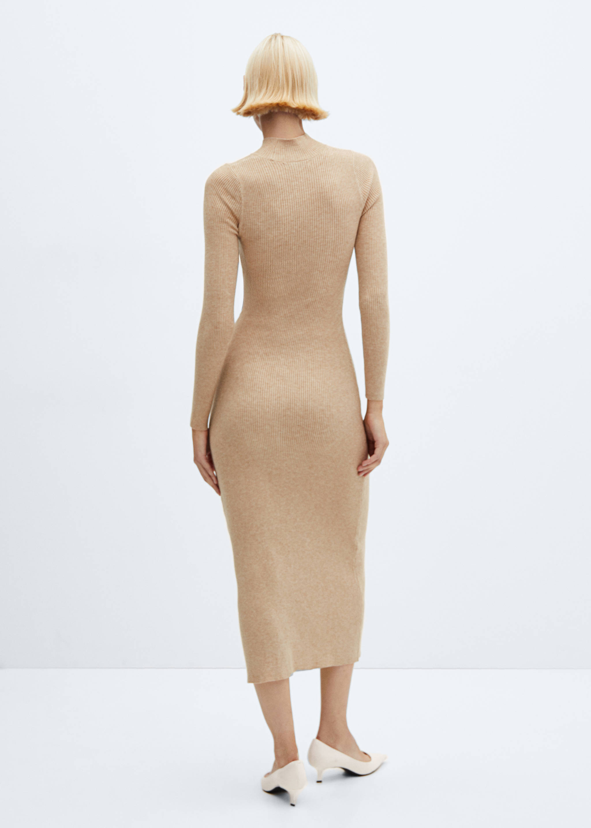Perkins-neck ribbed dress - Reverse of the article