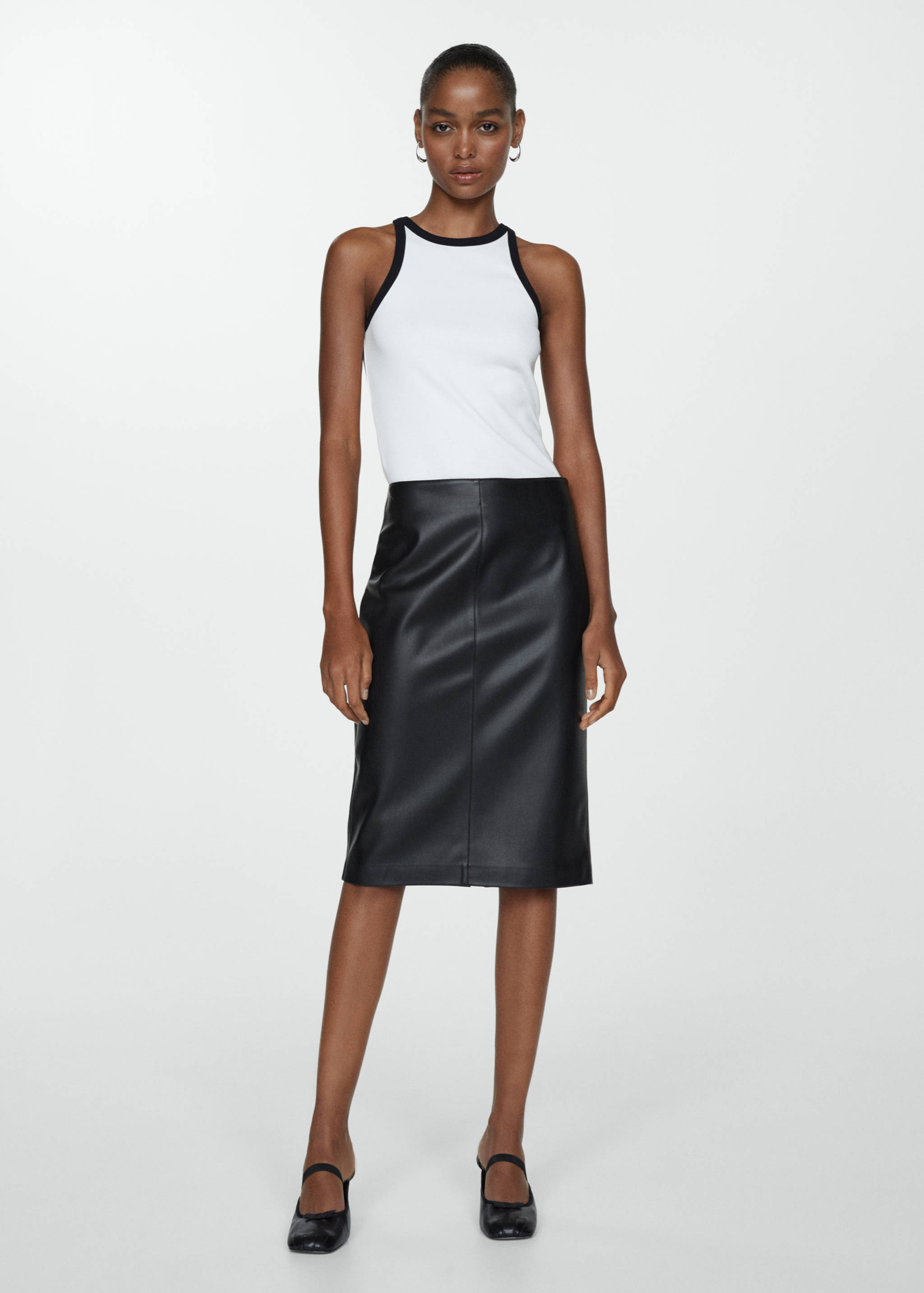 Leather-effect pencil skirt - General plane