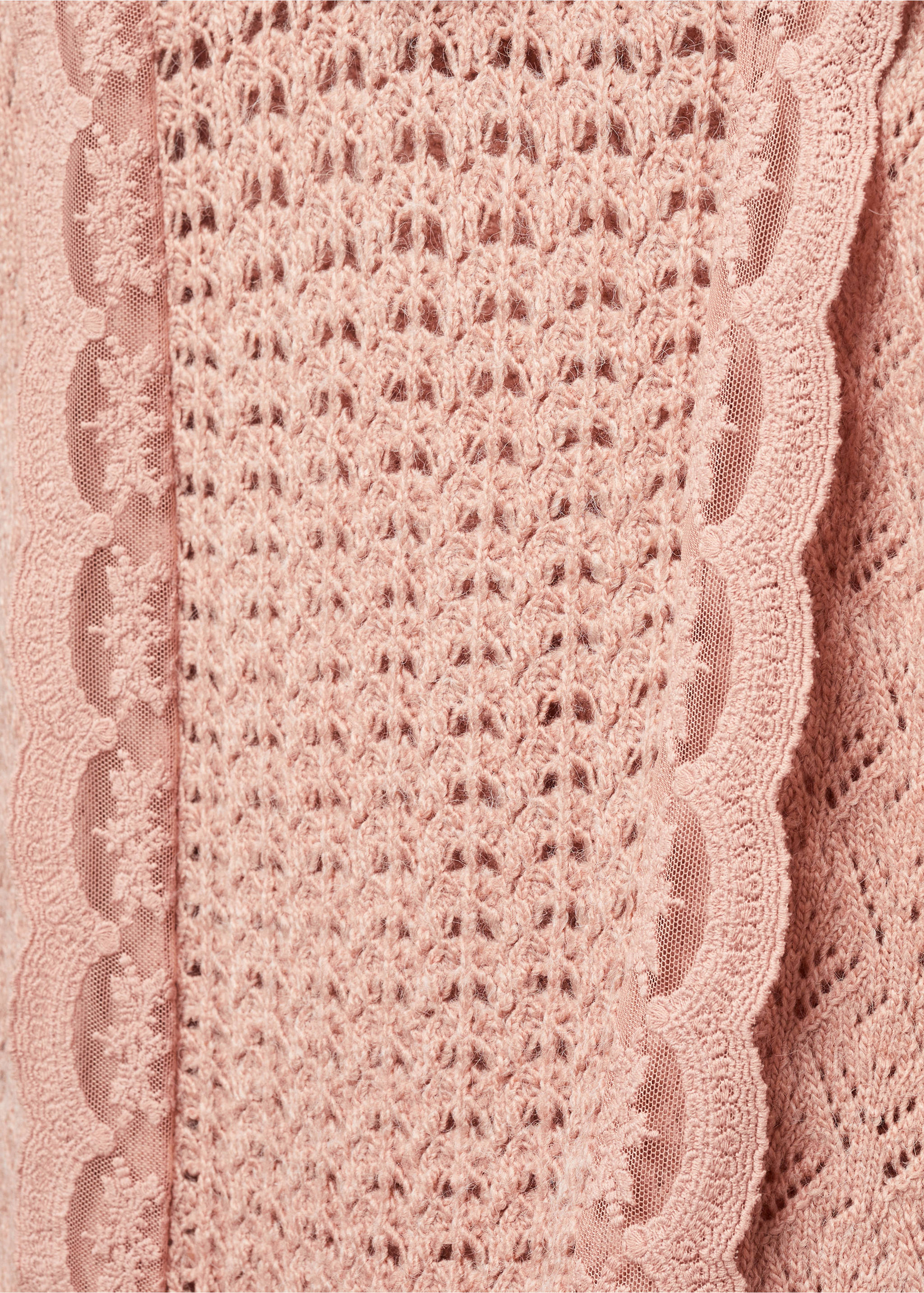 Ruffled openwork gilet - Details of the article 8, Pink. Ref: 67070482-00.