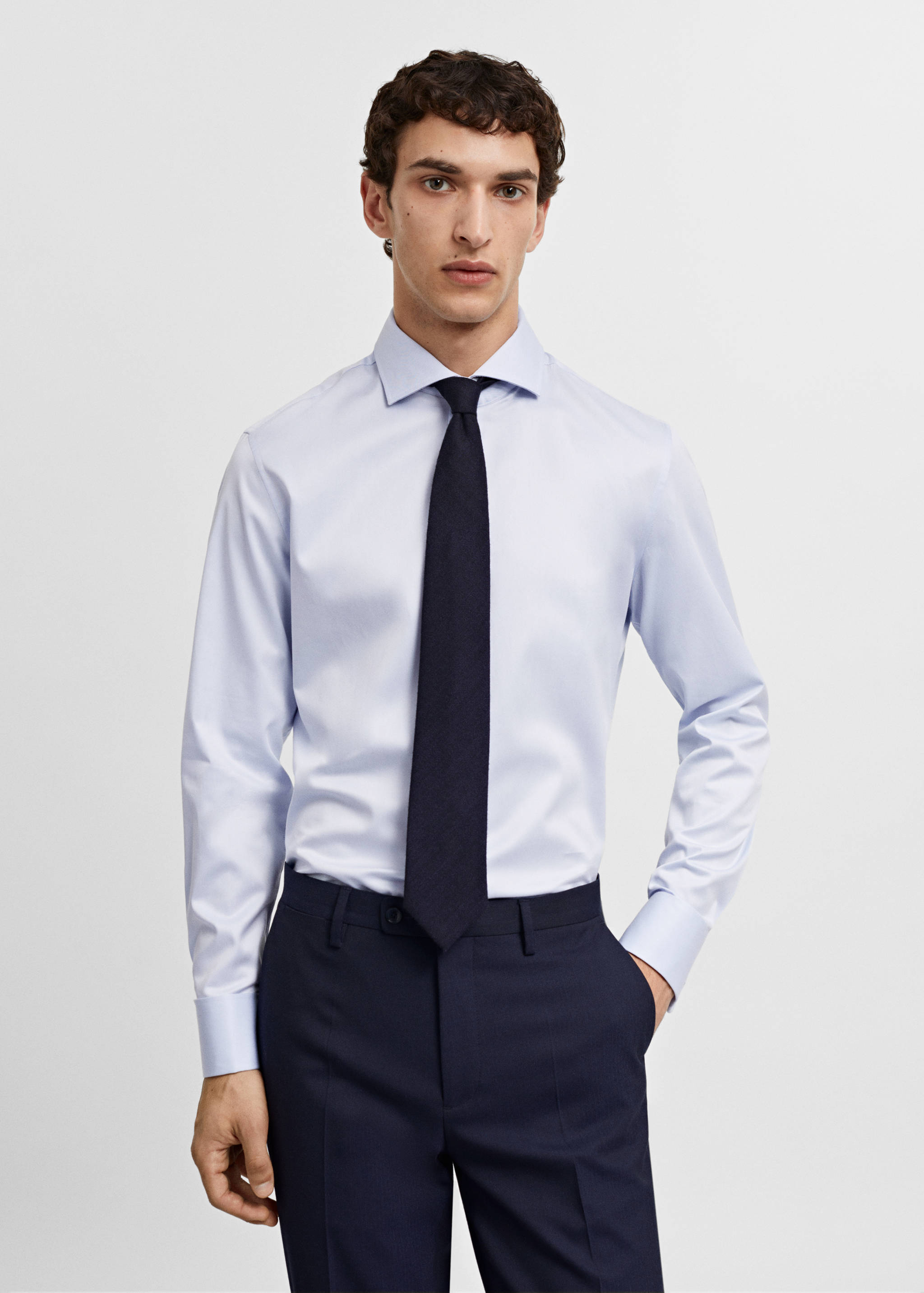 Chemise costume slim-fit tissu twill boutons de manchette - Détail de l'article 4