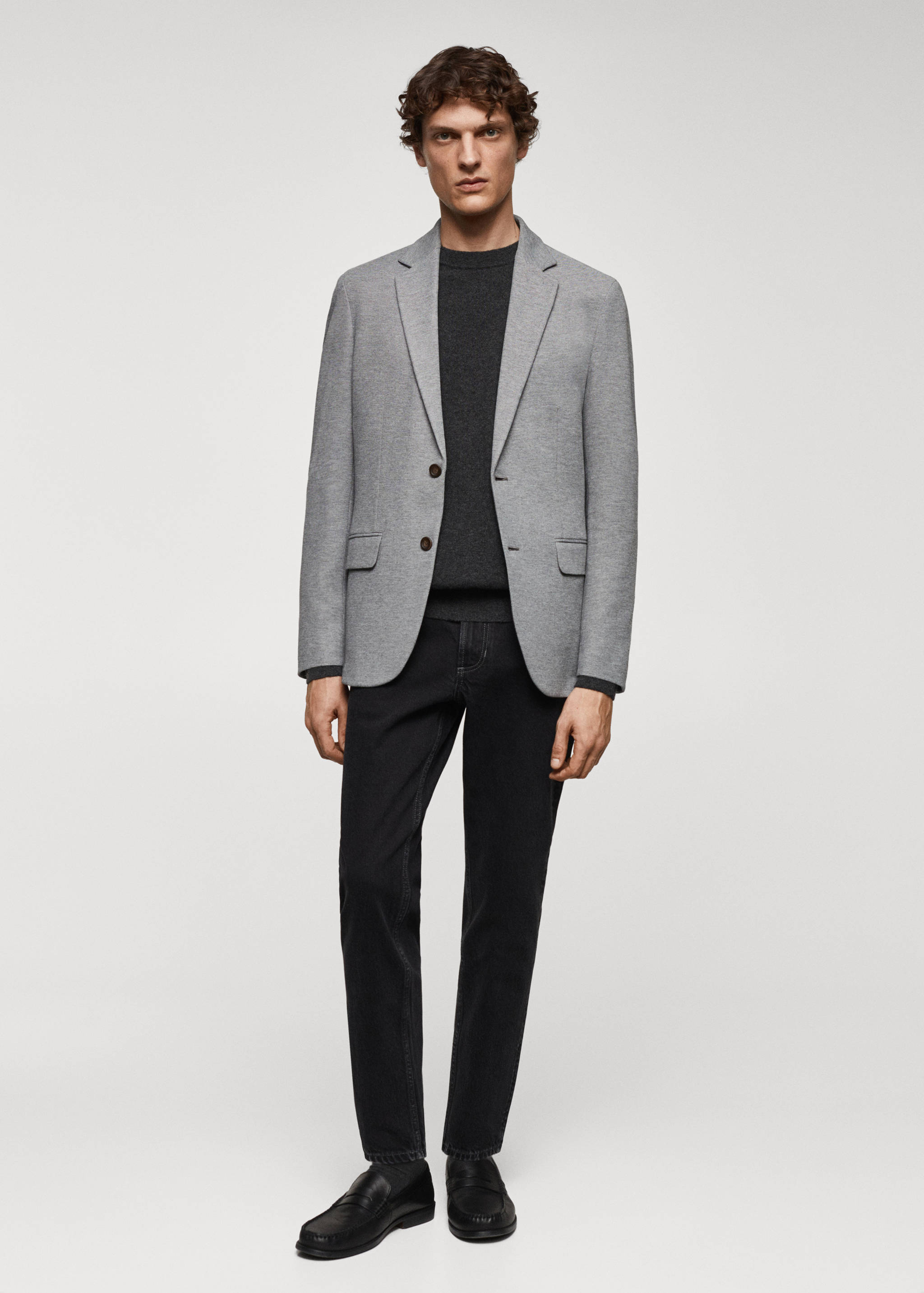 Structured slim fit cotton blazer - General plane