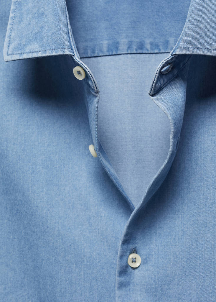 Regular-fit cotton chambray shirt — Light Blue