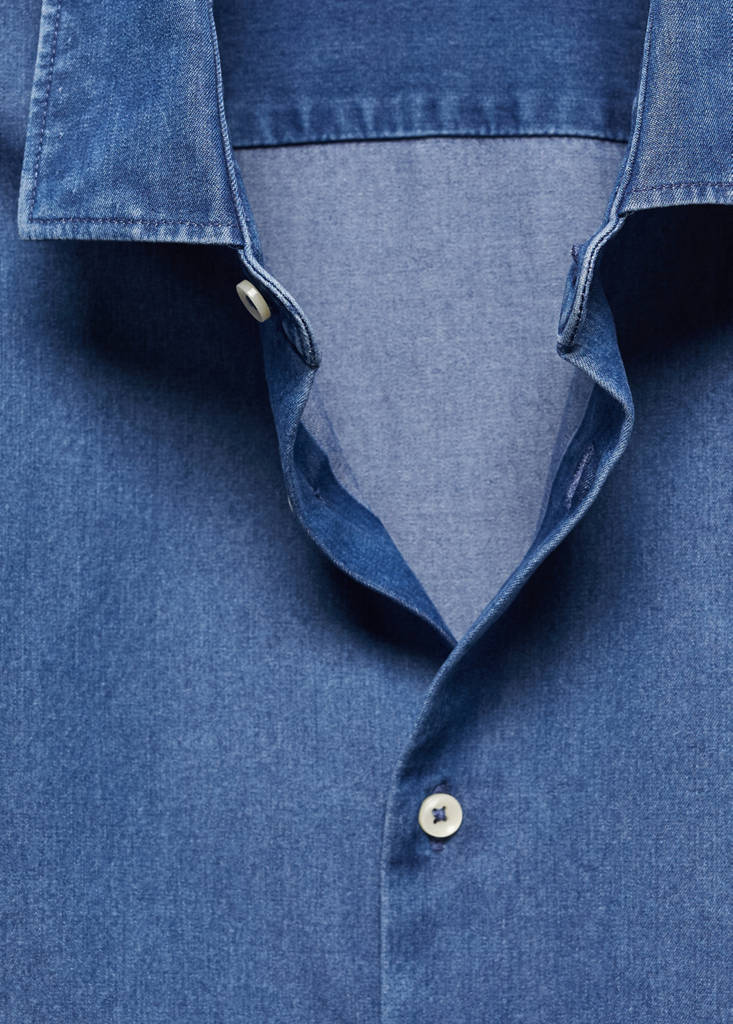 Regular-fit cotton chambray shirt — Medium Blue