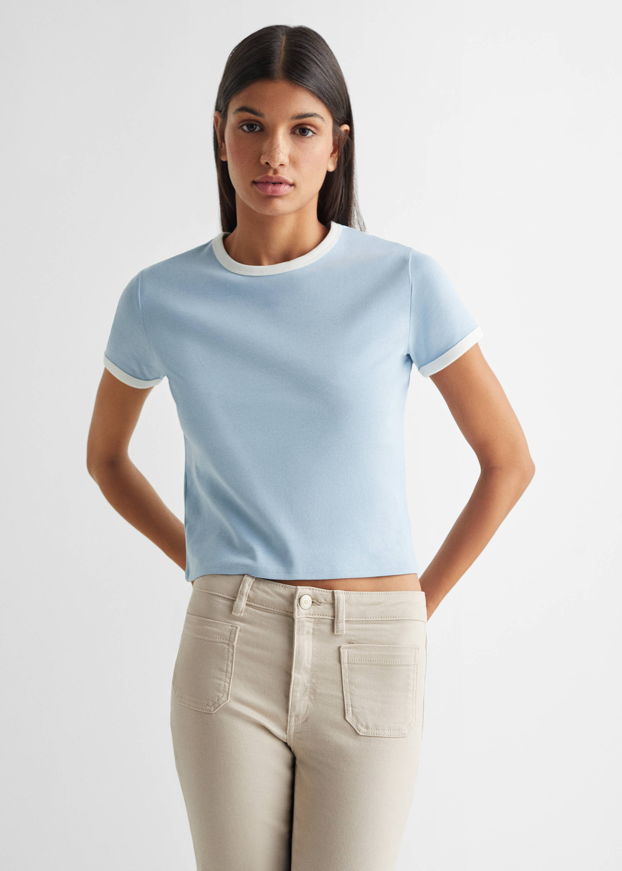 Cropped short-sleeved t-shirt - Medium plane
