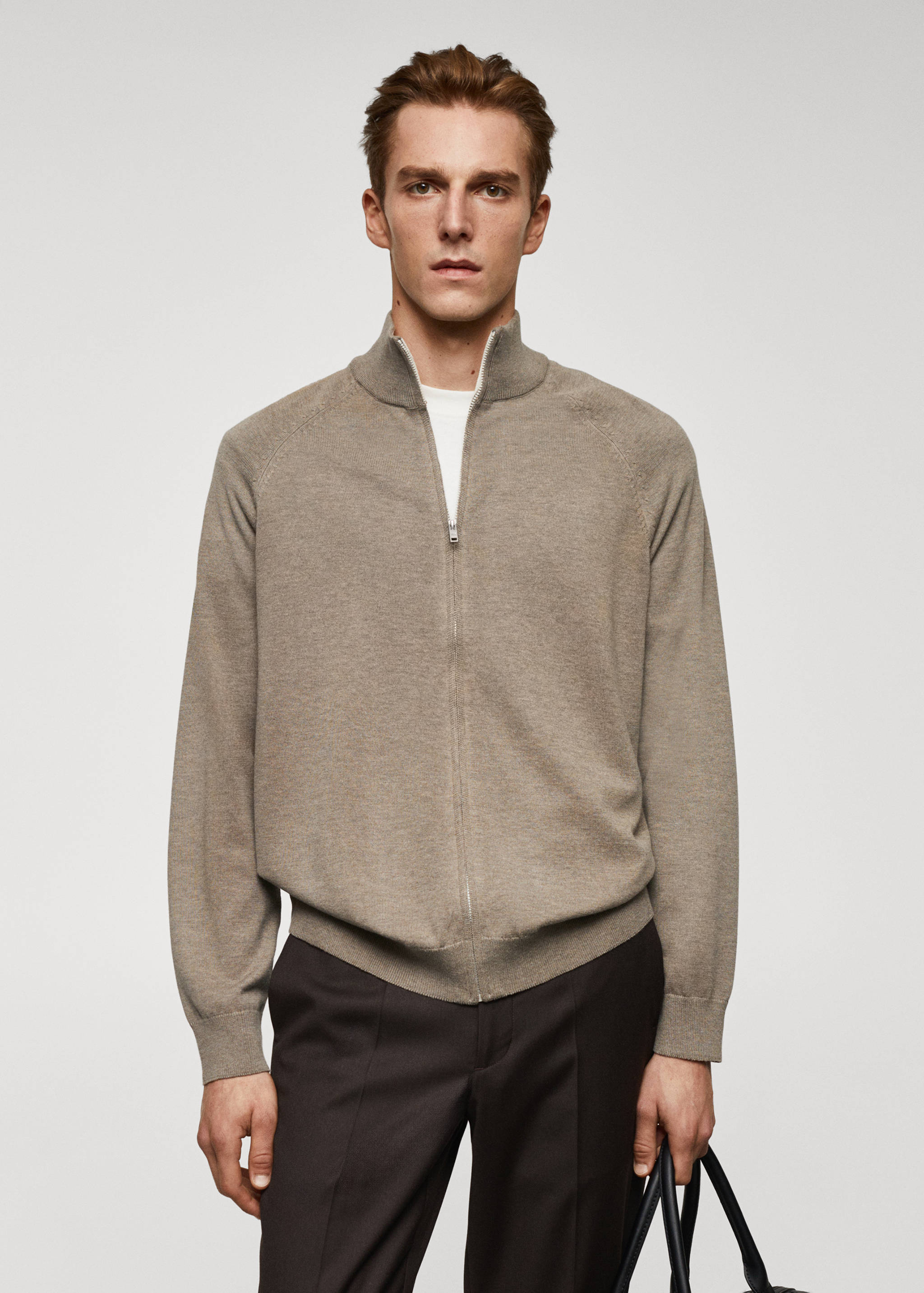 Cardigan coton zippé - Plan moyen