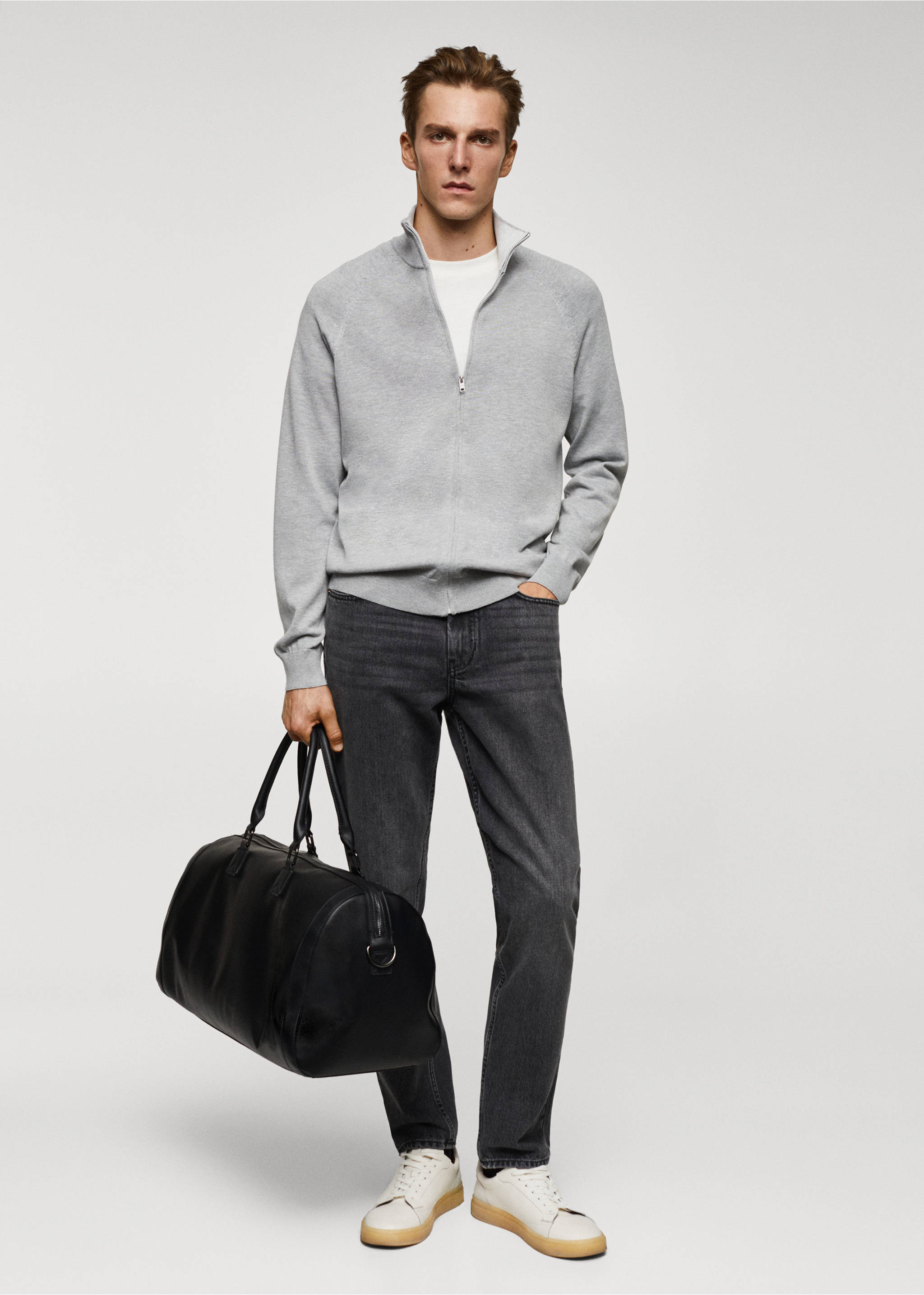 Zipped cotton cardigan - General plane, Grey. Ref: 67070645-00.