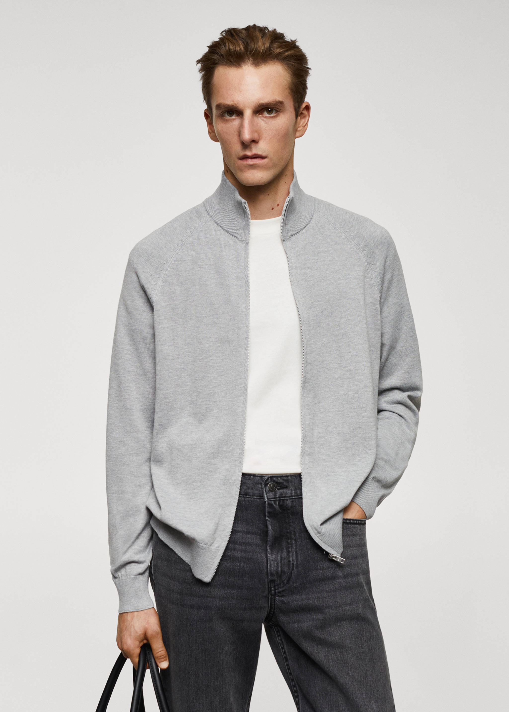 Cardigan coton zippé - Plan moyen