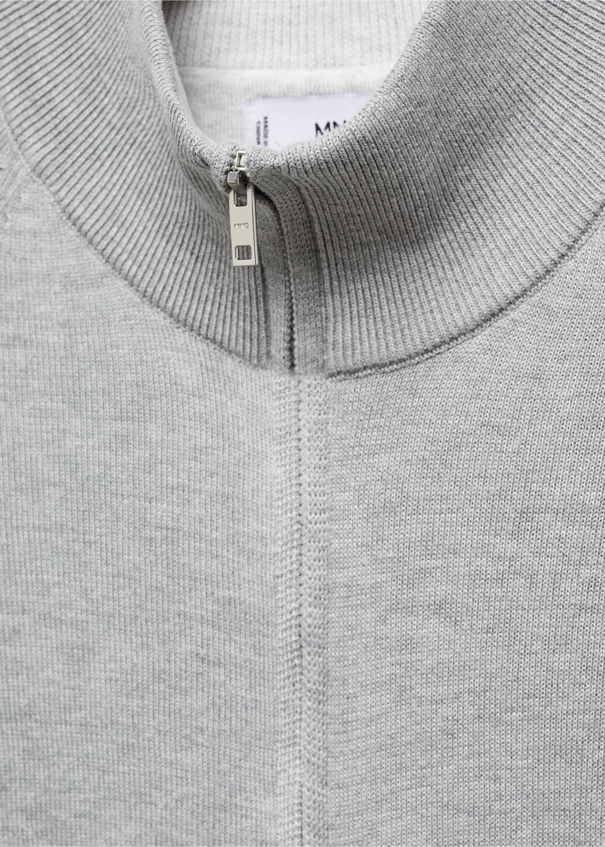 Zipped cotton cardigan - Details of the article 8, Grey. Ref: 67070645-00.