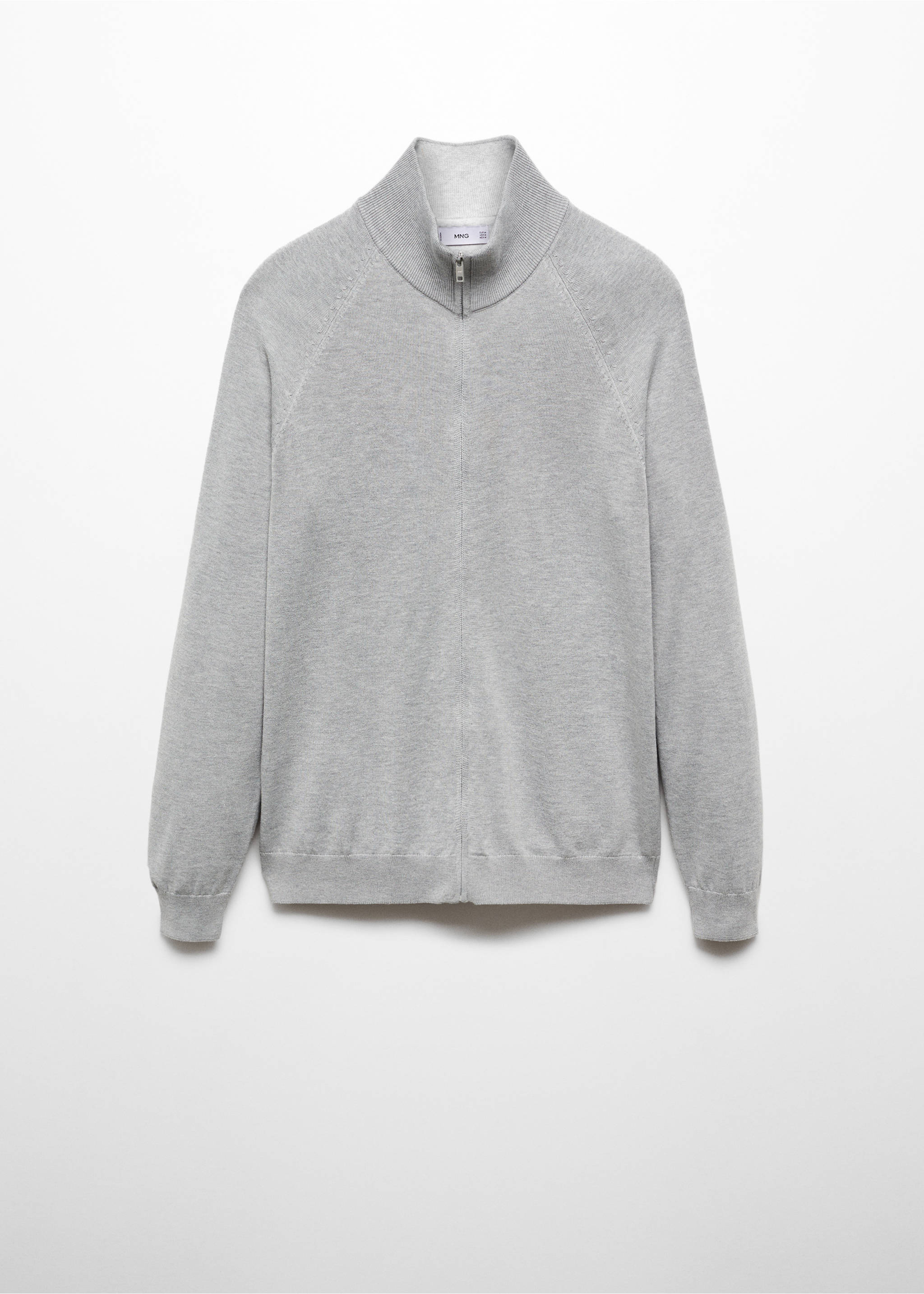 Zipped cotton cardigan - Article without model, Grey. Ref: 67070645-00.