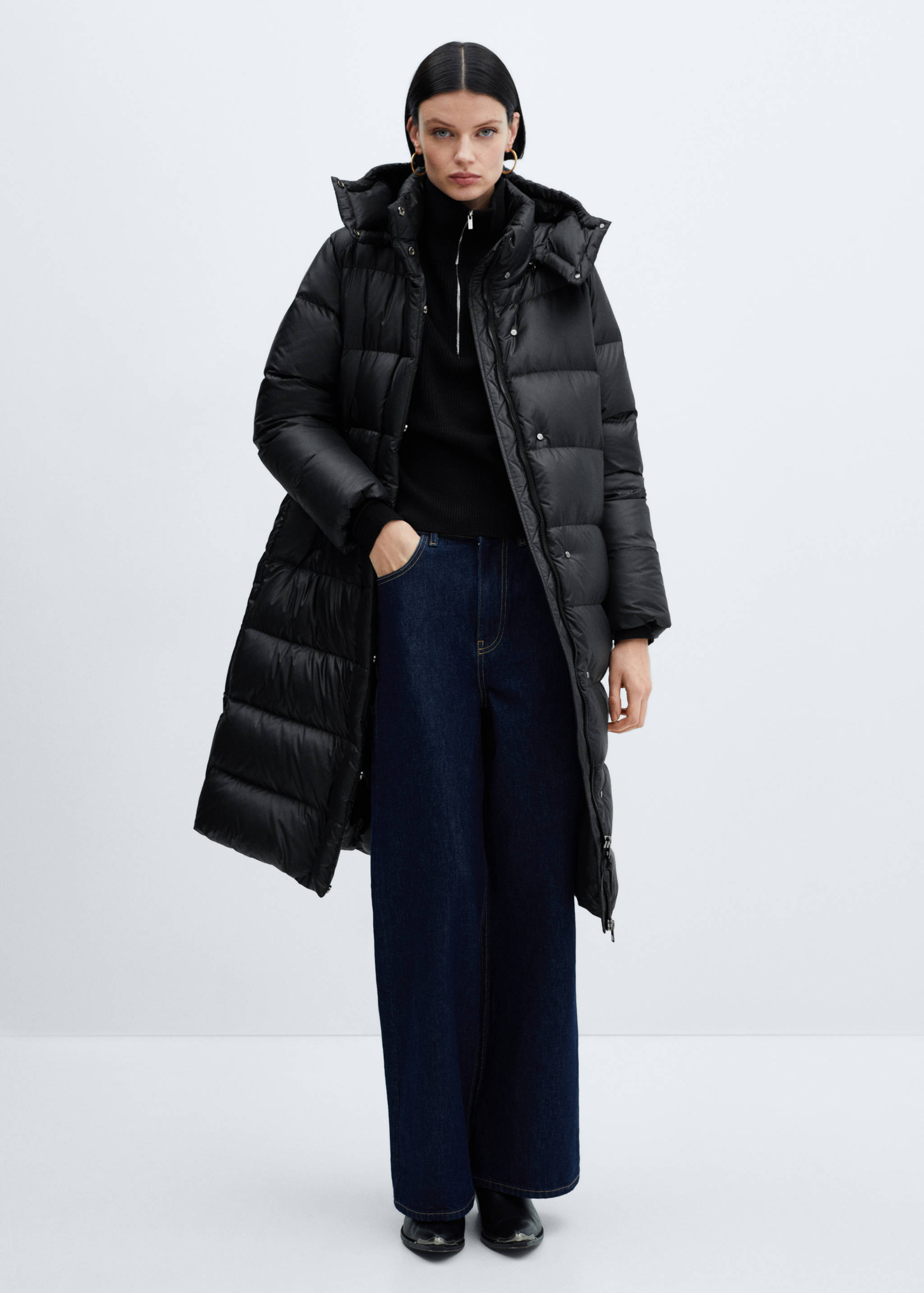 长款间棉羽绒服 - null