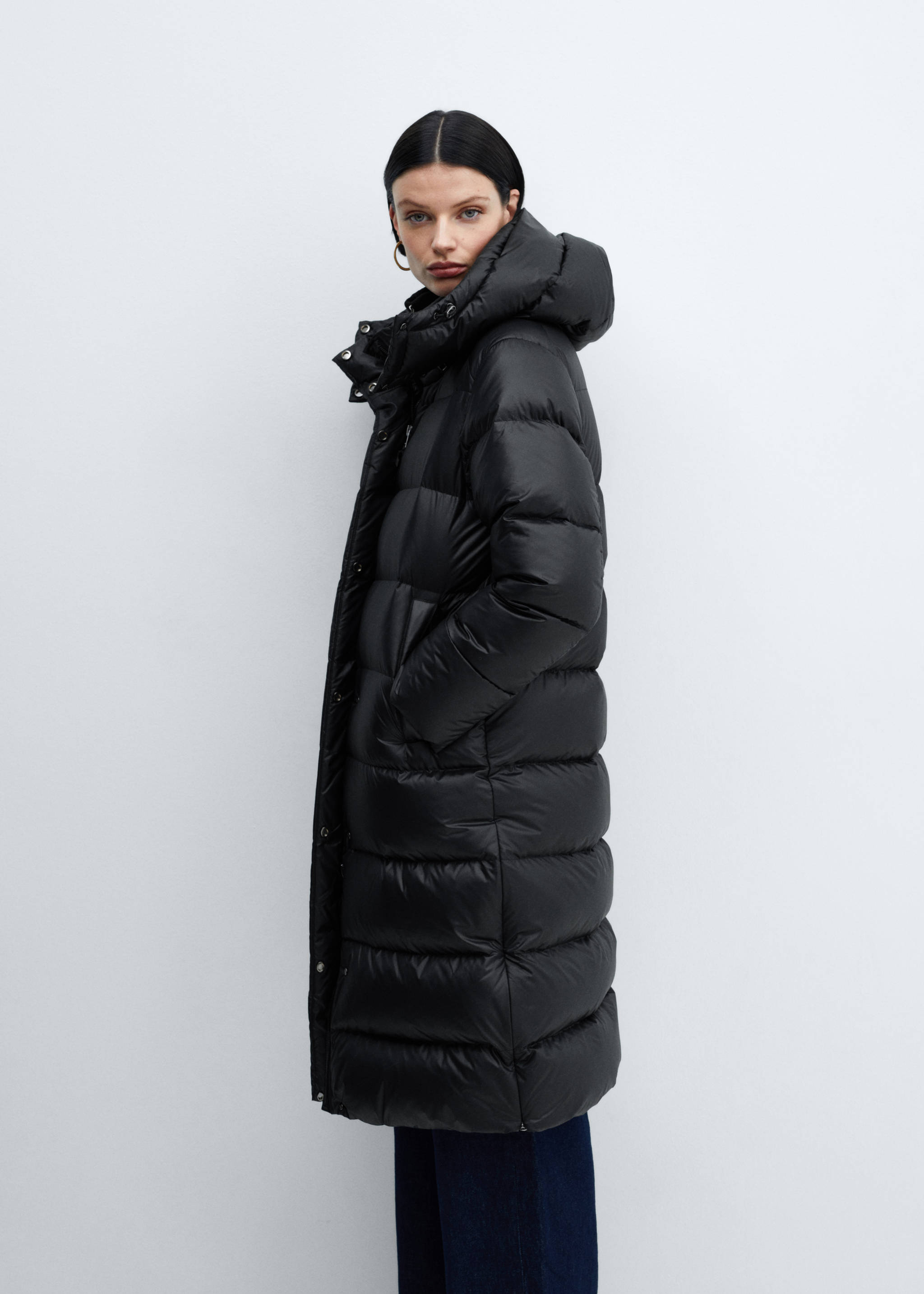 长款间棉羽绒服 - null