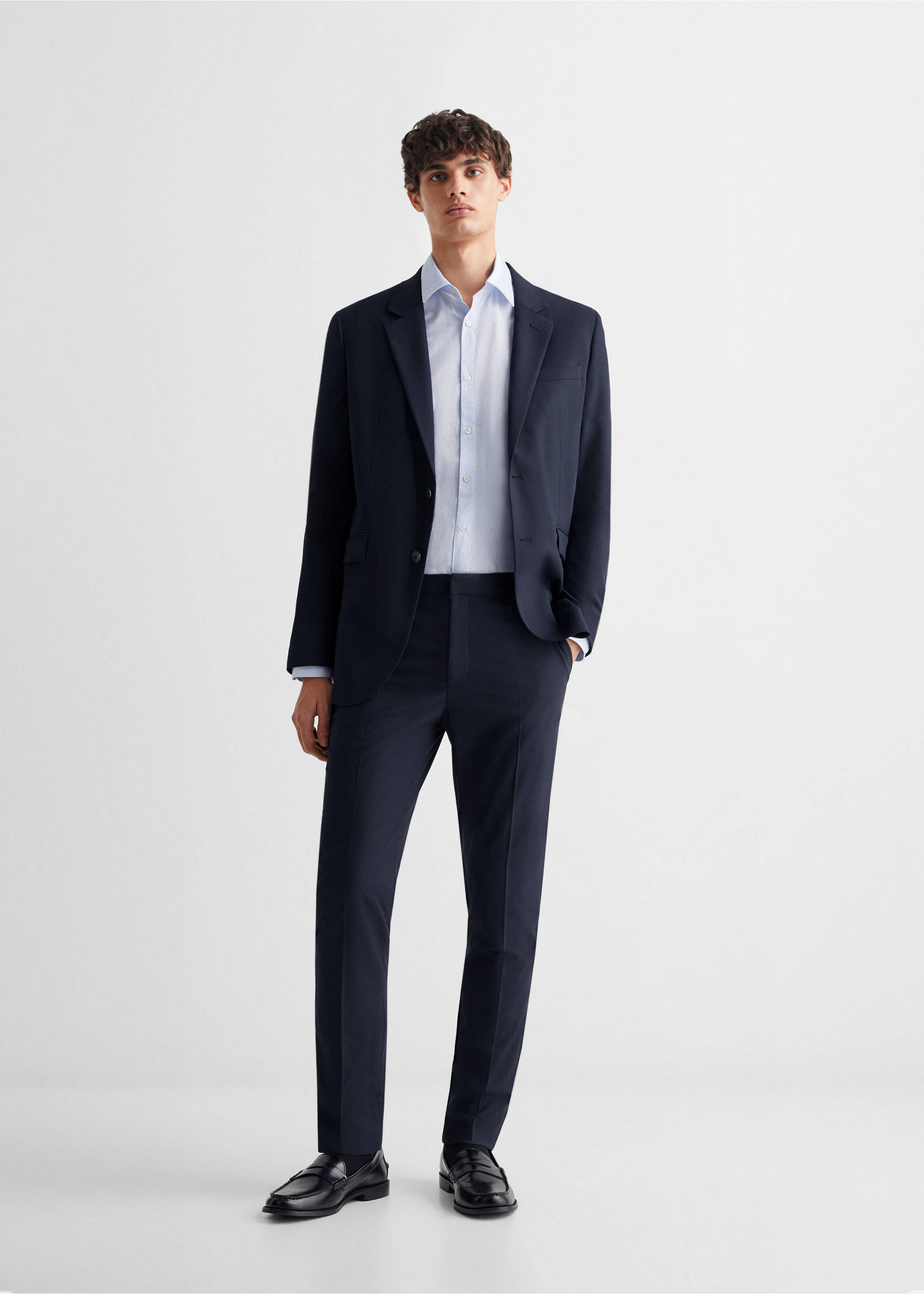 Americana traje slim fit - Plano general, Azul marino oscuro. Ref: 67070648-00.