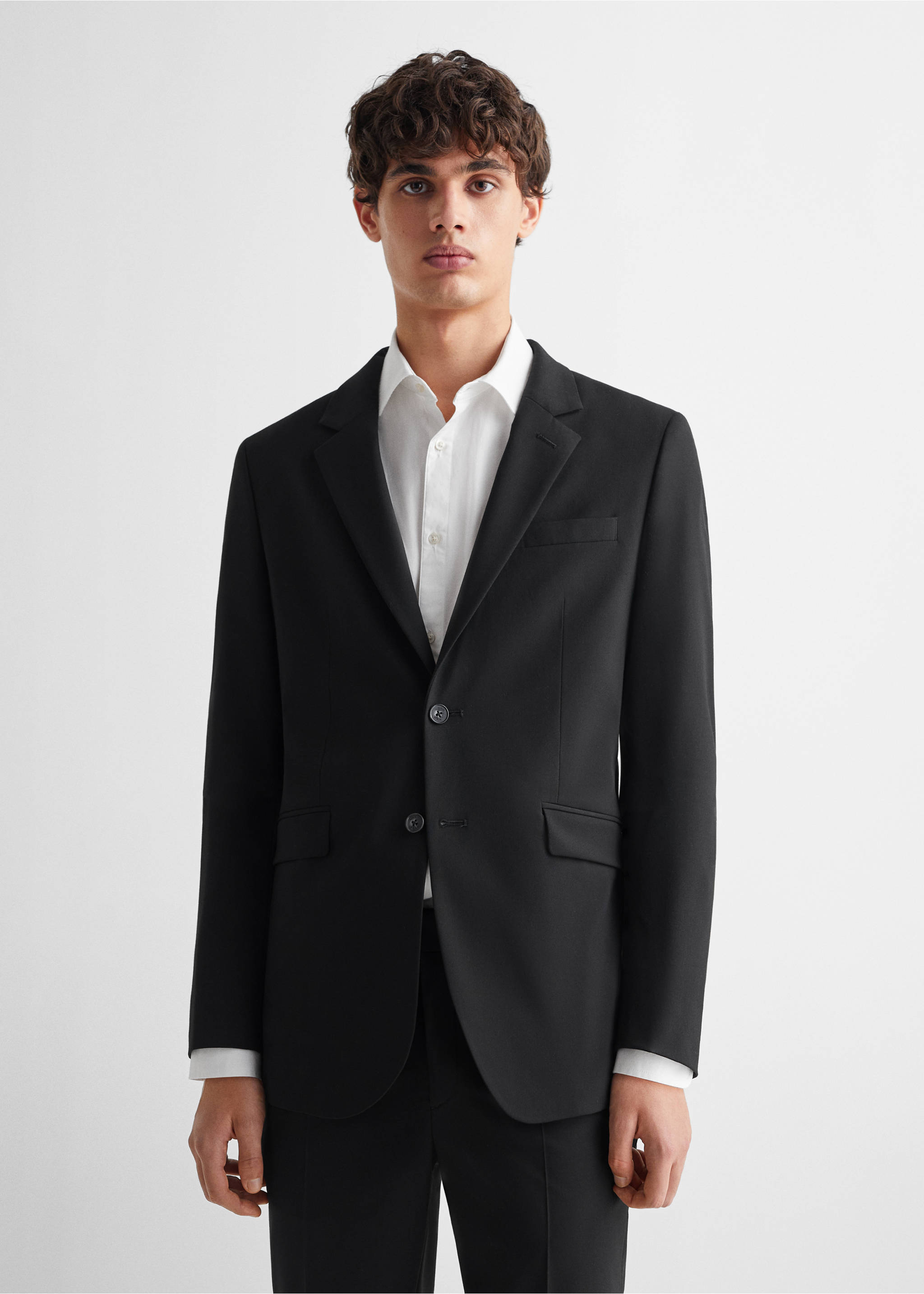 Americana traje slim fit - Plano medio, Negro. Ref: 67070648-00.