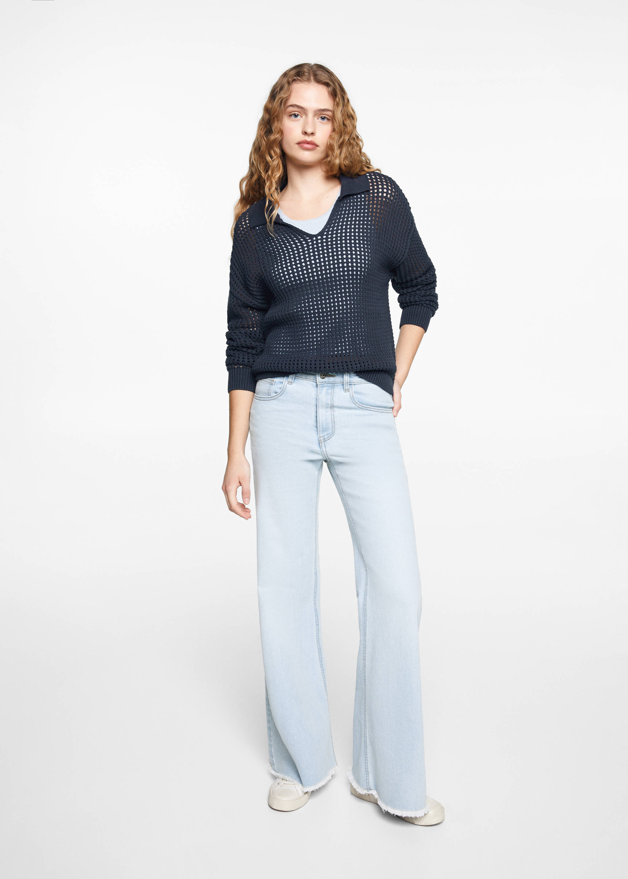 Wide leg mid-rise jeans - General plane