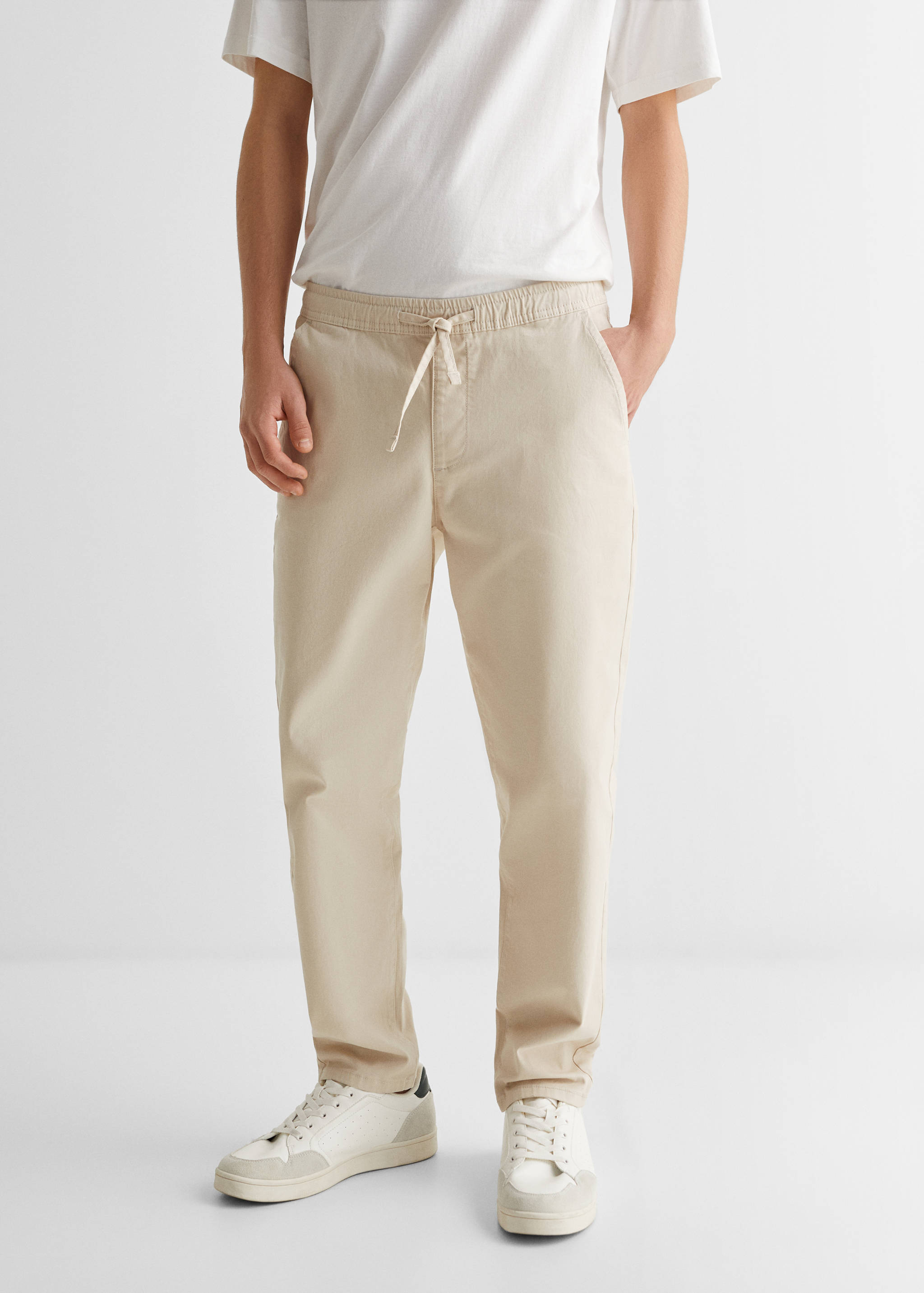 Straight-fit trousers with elastic waist - Details of the article 1