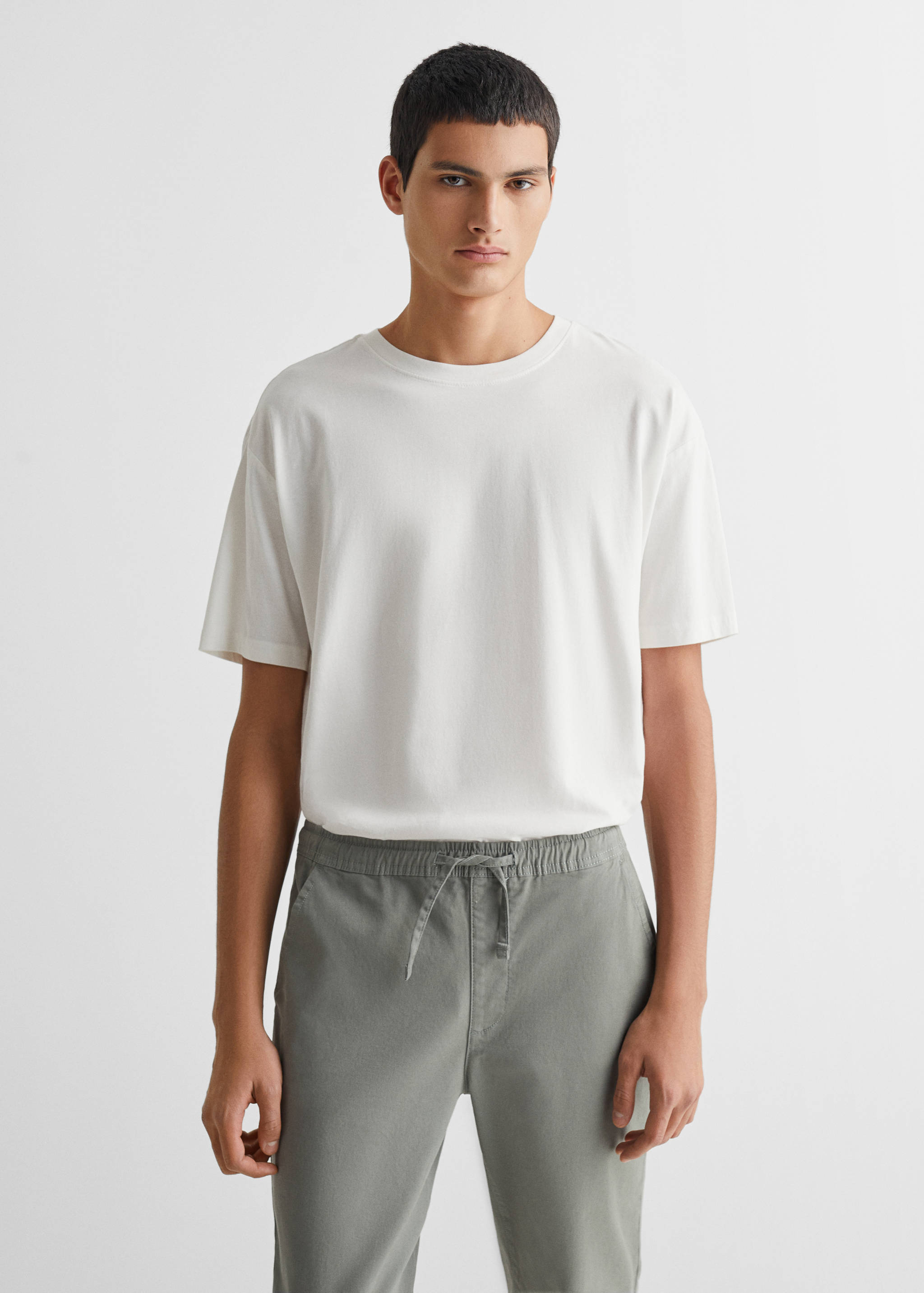 Straight-fit trousers with elastic waist - Medium plane