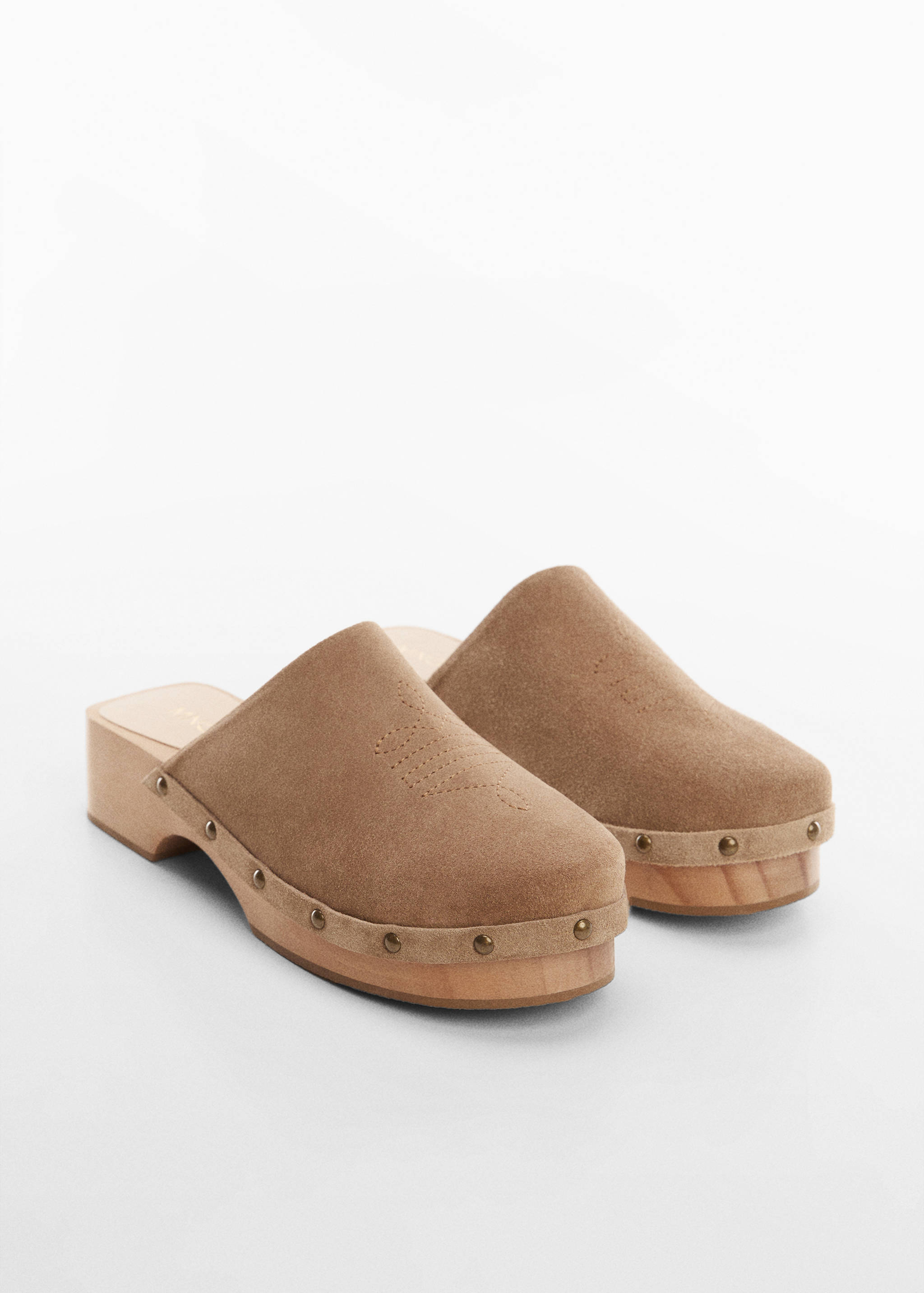 Studded leather clog - Medium plane