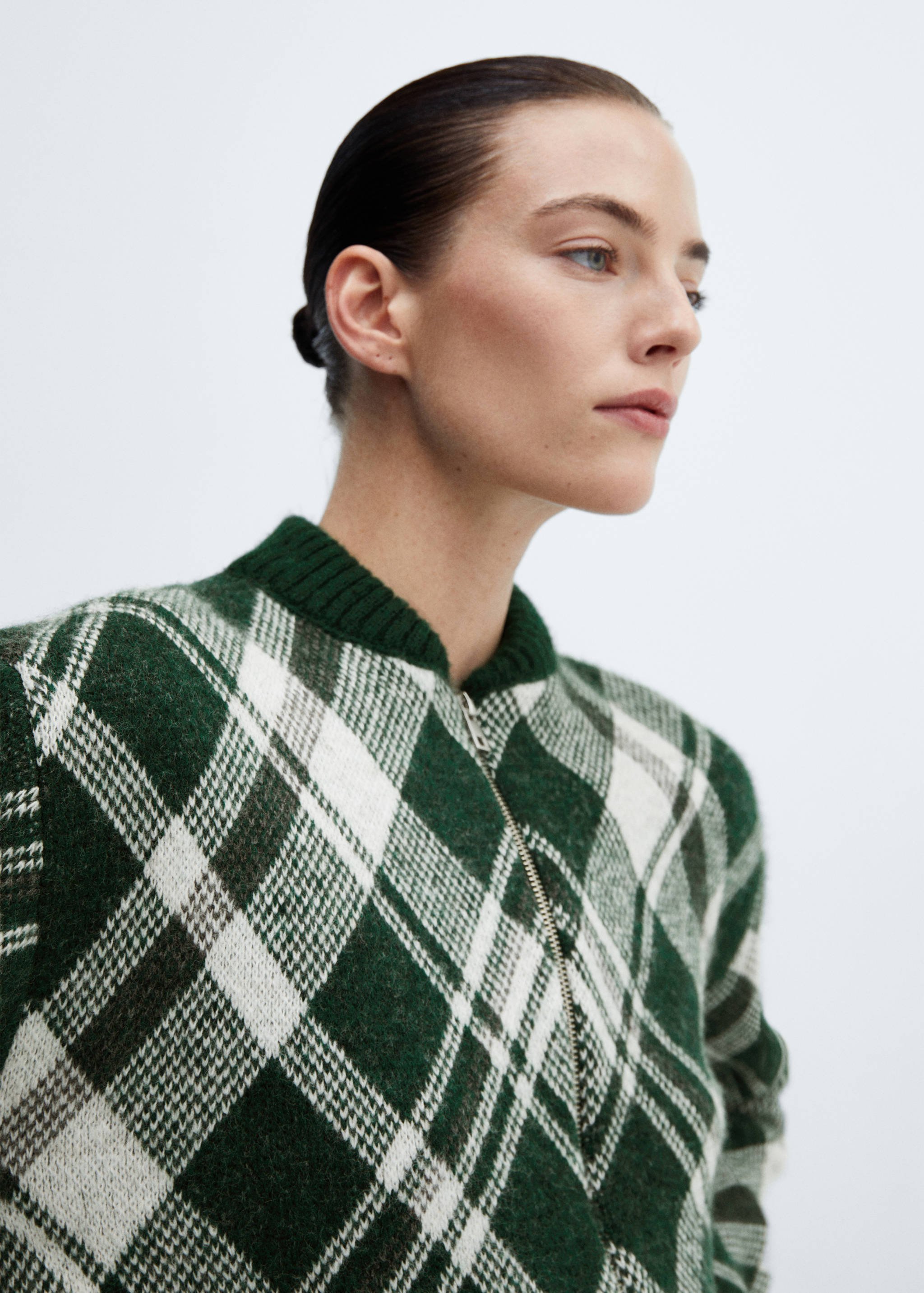 Checkered zipper cardigan - Details of the article 1