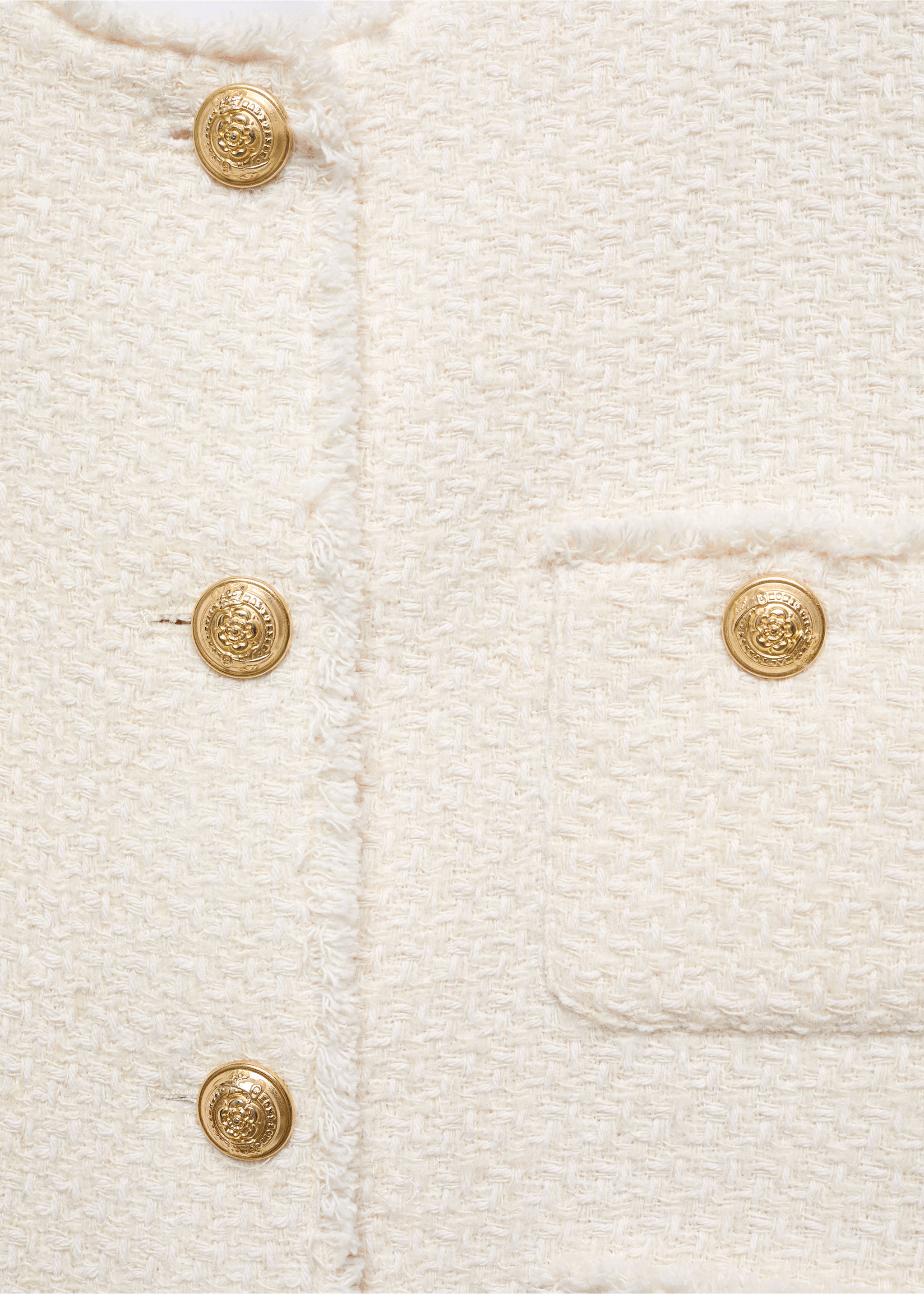Pocket tweed jacket - Details of the article 8, Ecru. Ref: 67073271-00.