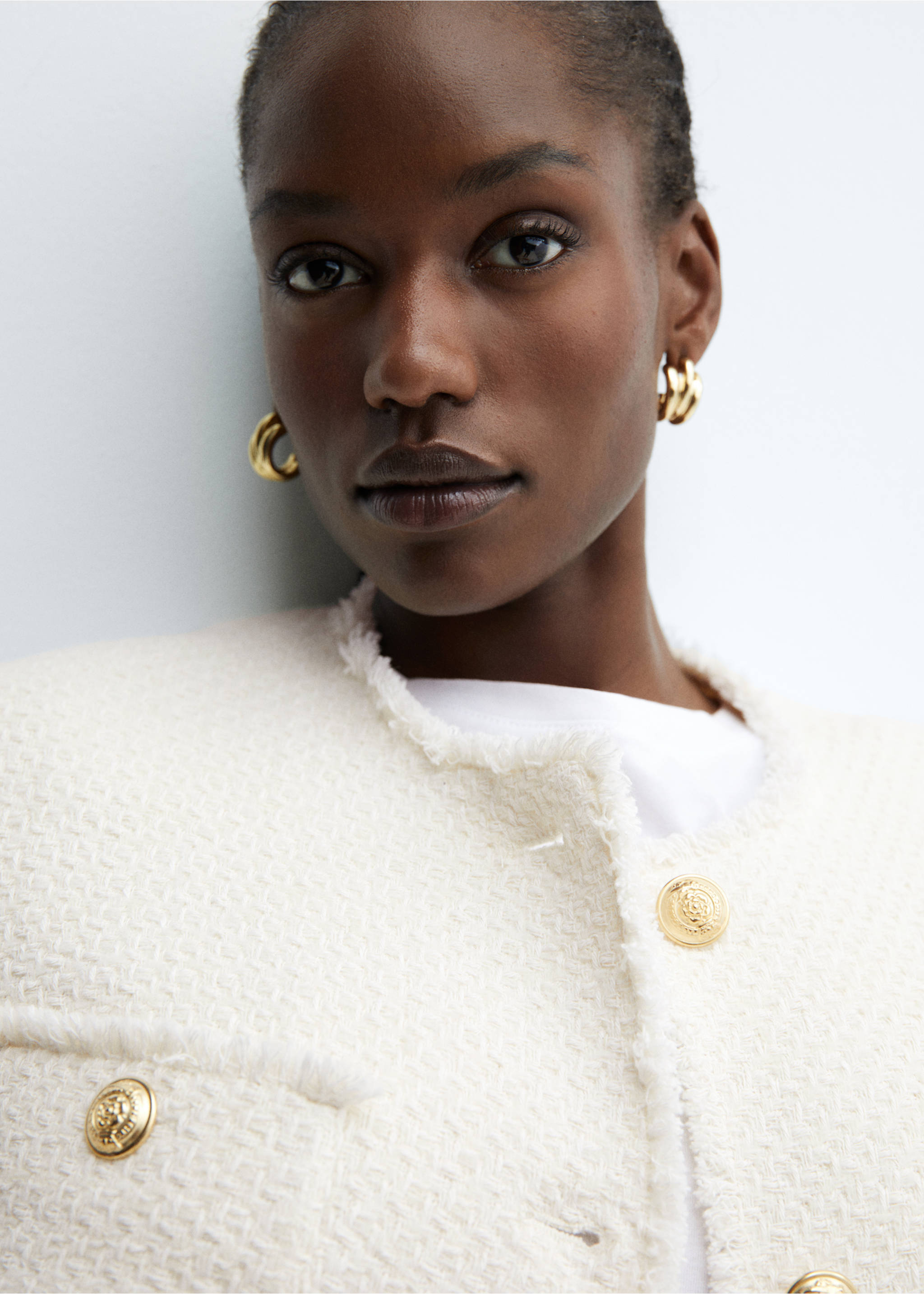 Pocket tweed jacket - Details of the article 4, Ecru. Ref: 67073271-00.