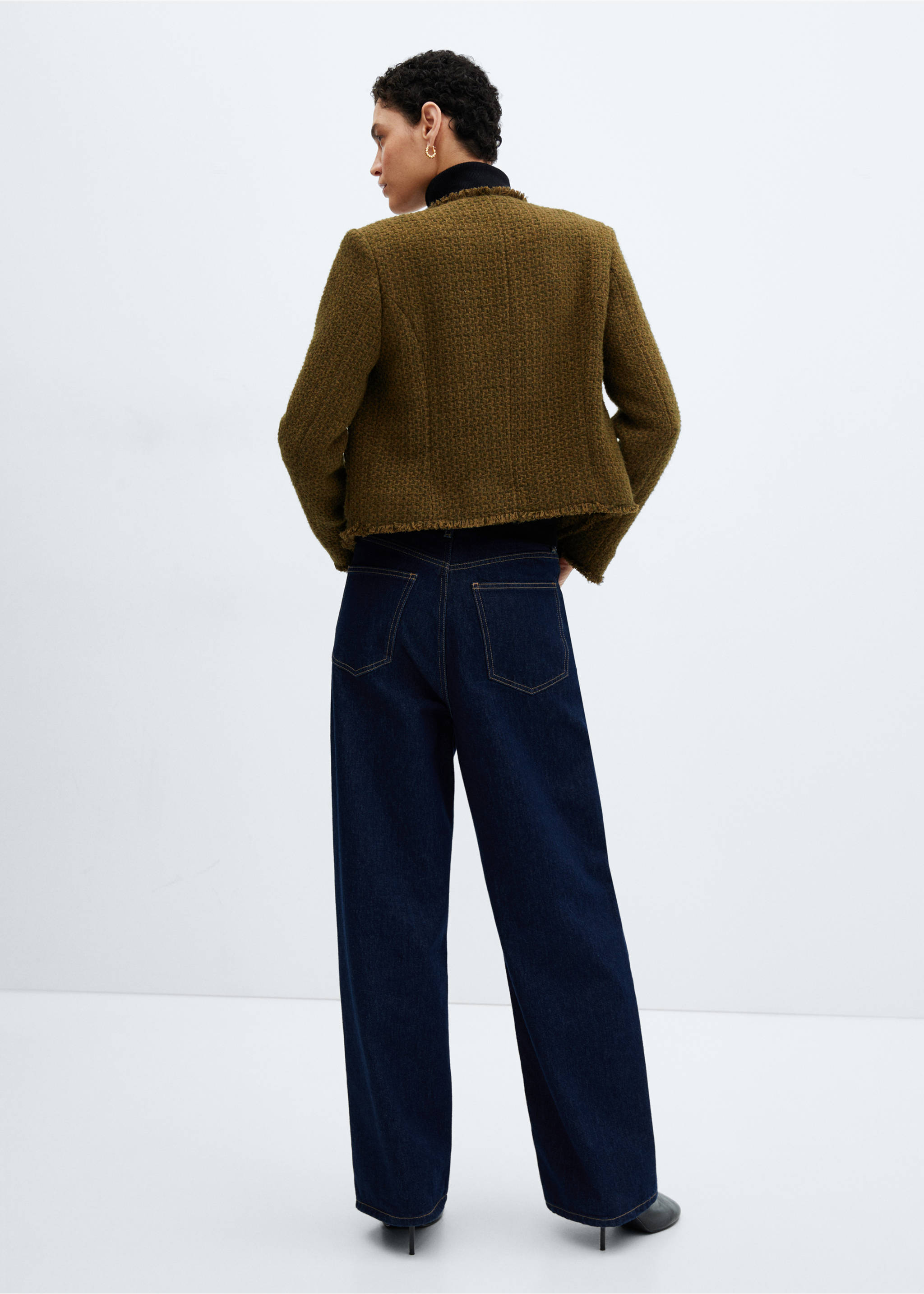 Pocket tweed jacket - Reverse of the article, Khaki. Ref: 67073271-00.