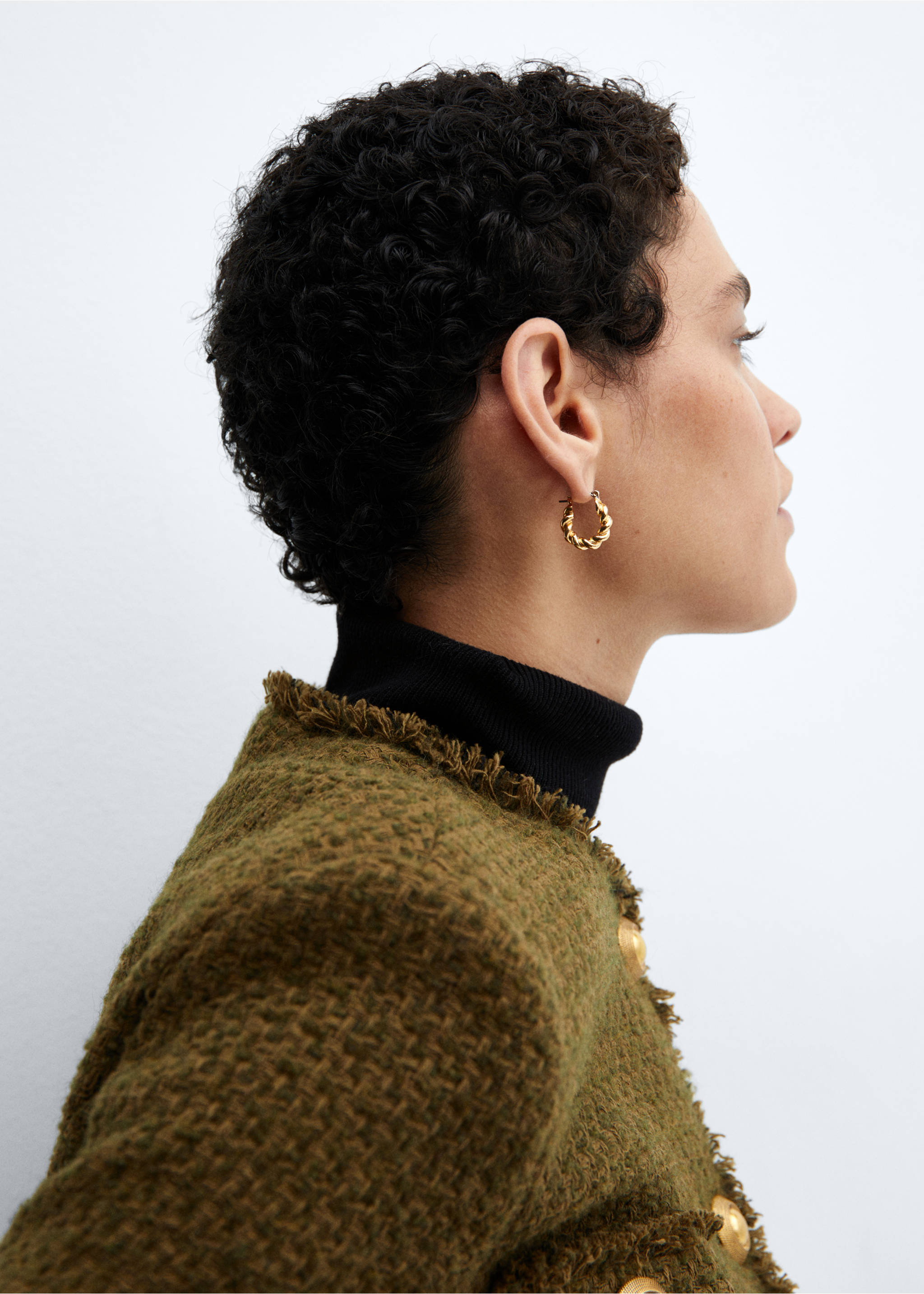 Pocket tweed jacket - Details of the article 1, Khaki. Ref: 67073271-00.