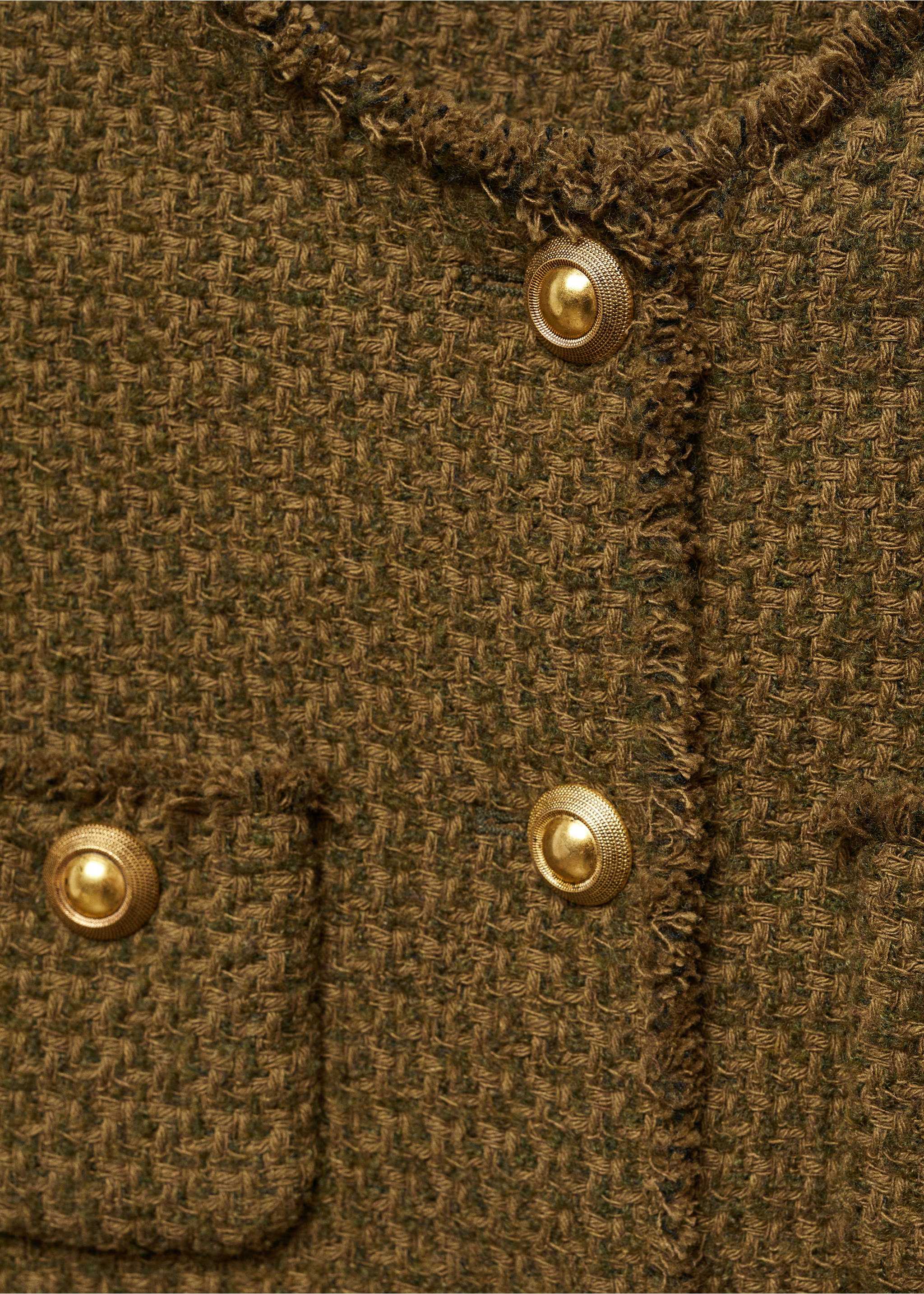 Pocket tweed jacket - Details of the article 8, Khaki. Ref: 67073271-00.