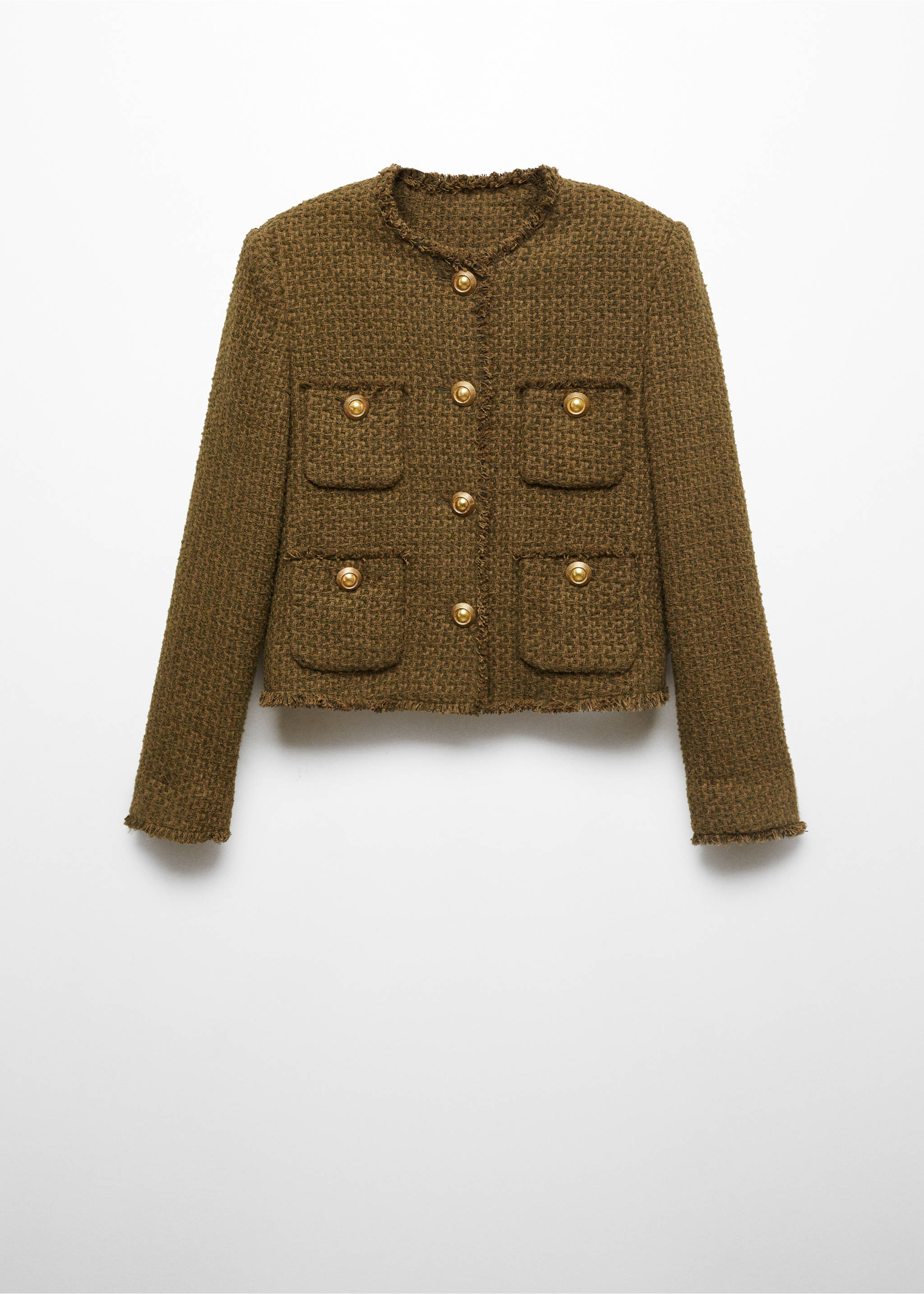 Pocket tweed jacket - Article without model, Khaki. Ref: 67073271-00.