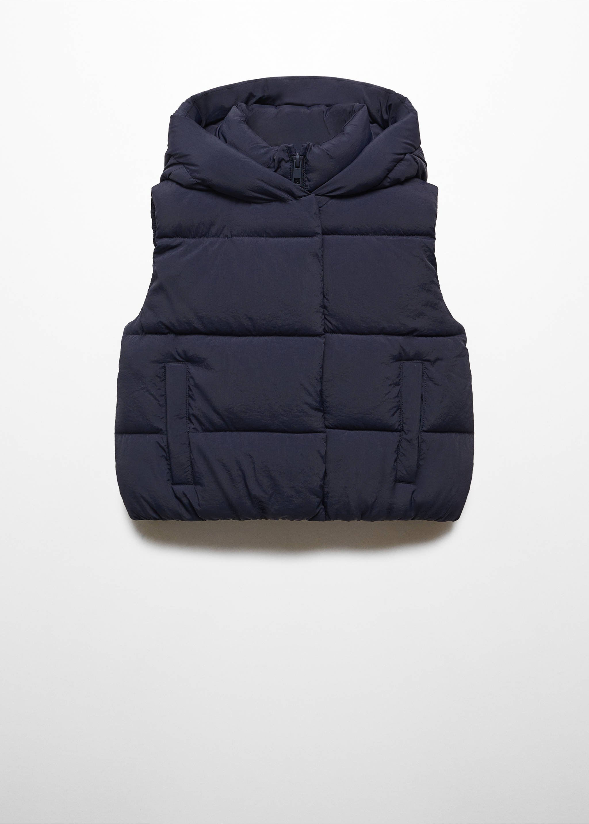 Gilet matelassé à capuche - Article sans modèle, Bleu marine foncé. Ref: 67073685-00.