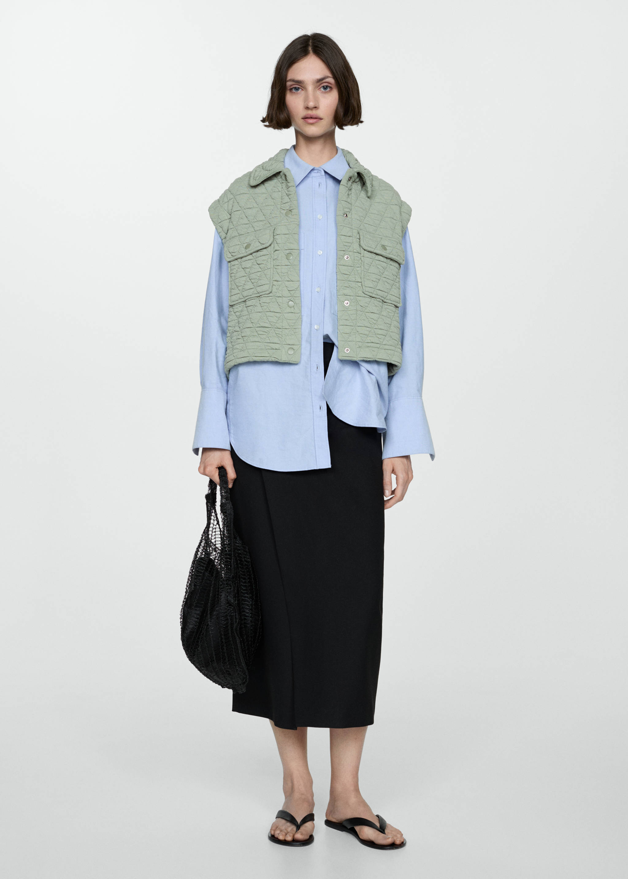 Quilted gilet with buttons - General plane