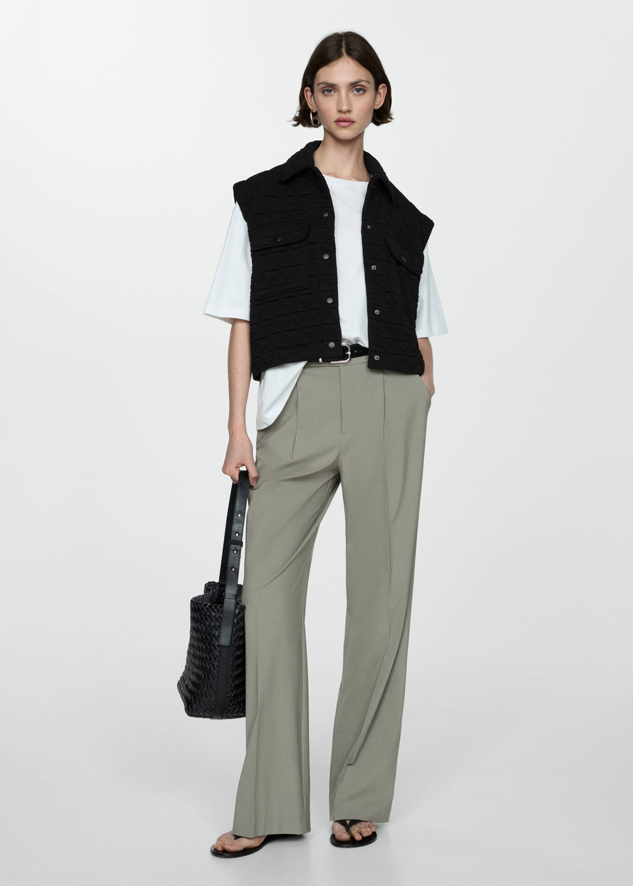 Quilted gilet with buttons - General plane