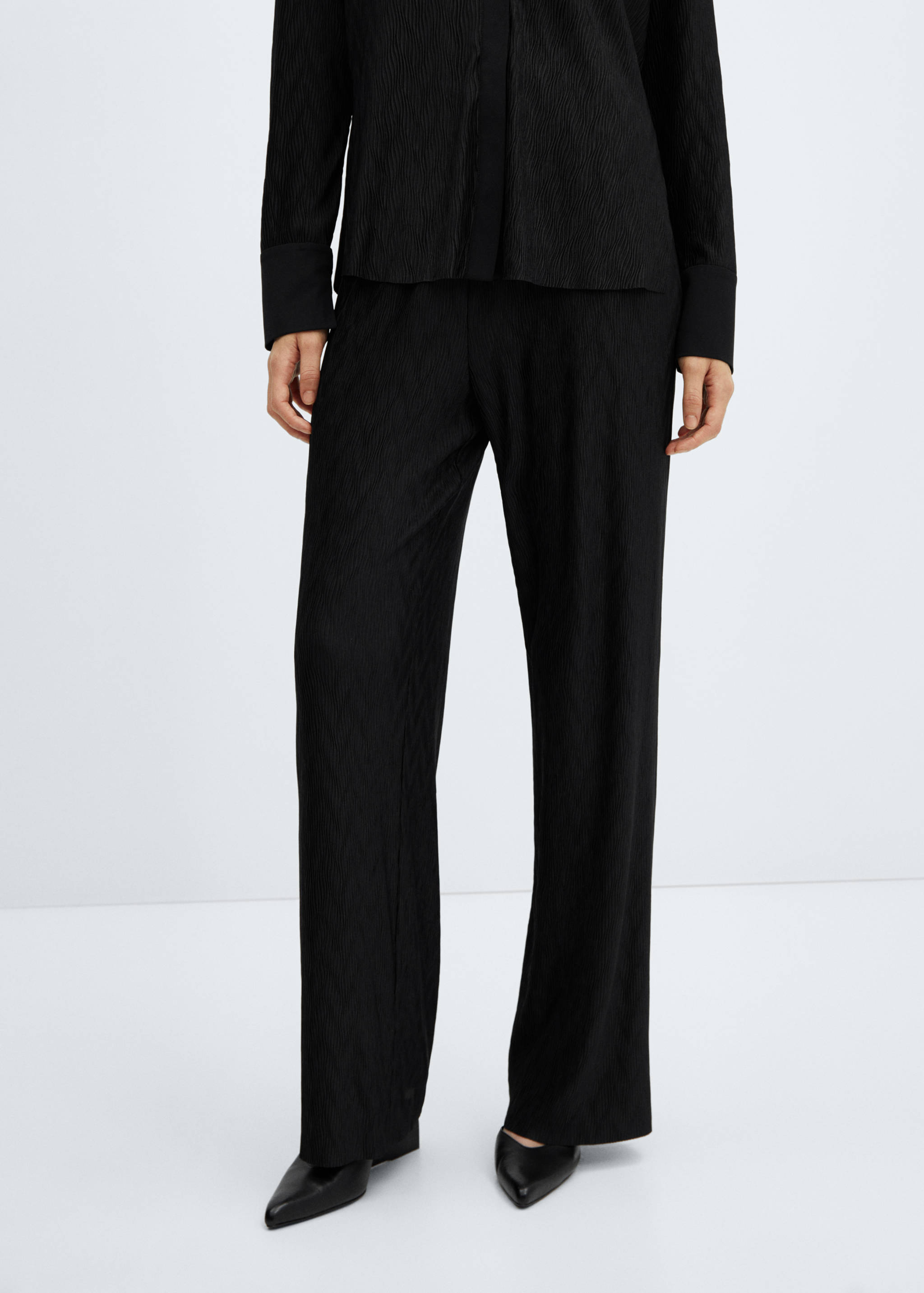 Textured wide leg trousers - Medium plane