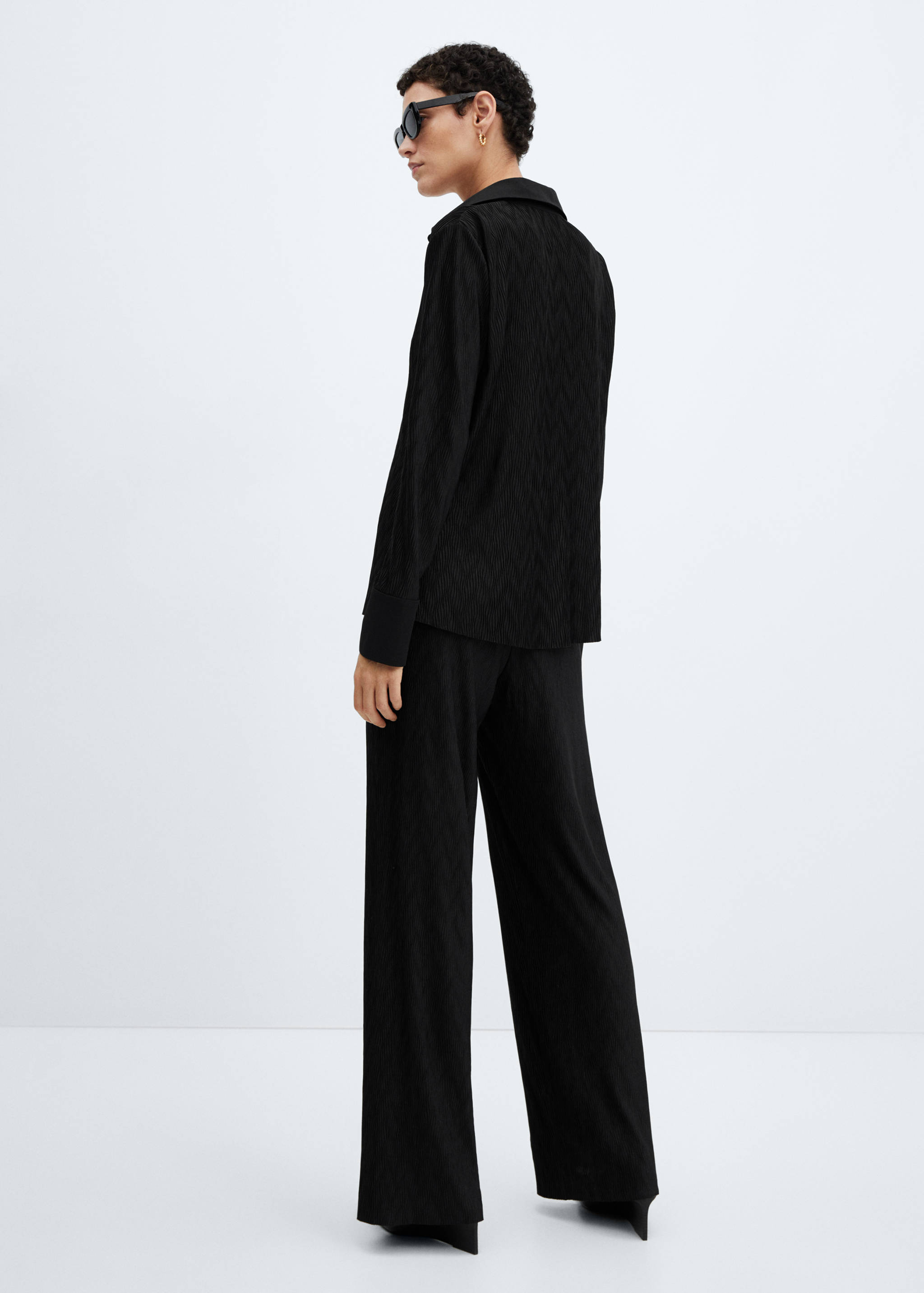 Textured wide leg trousers - Reverse of the article