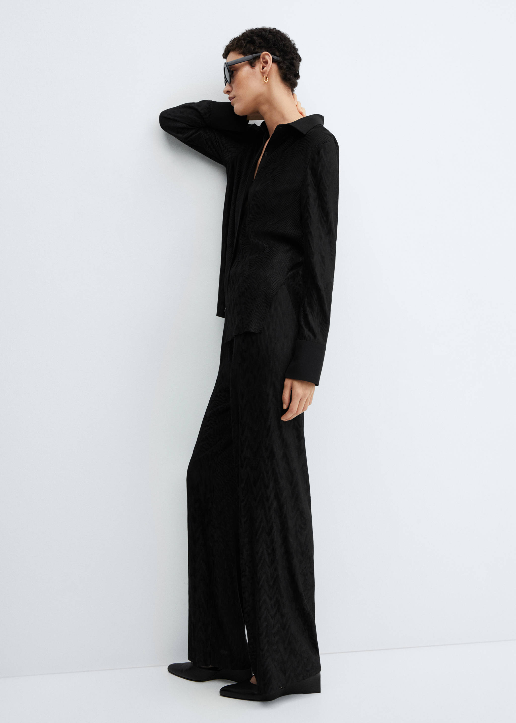 Textured wide leg trousers - Details of the article 2