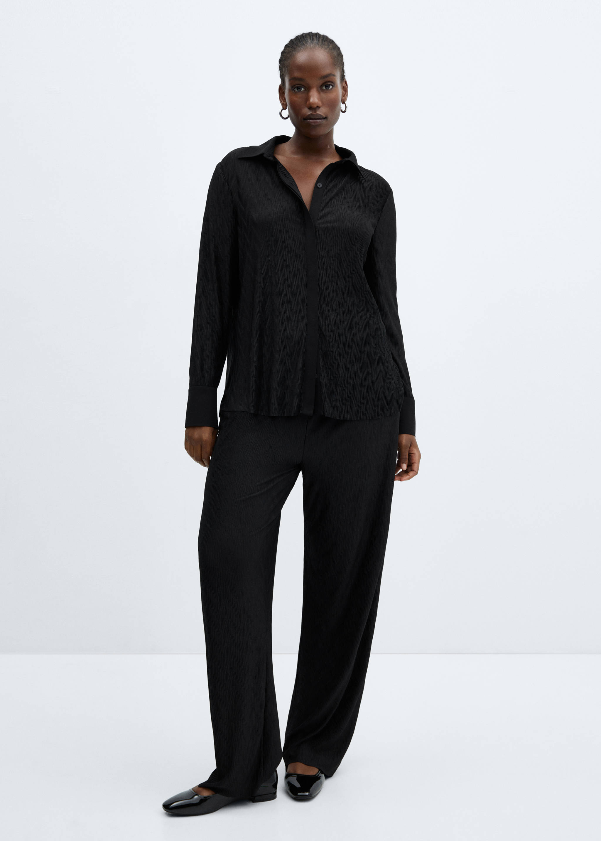 Textured wide leg trousers - Details of the article 3