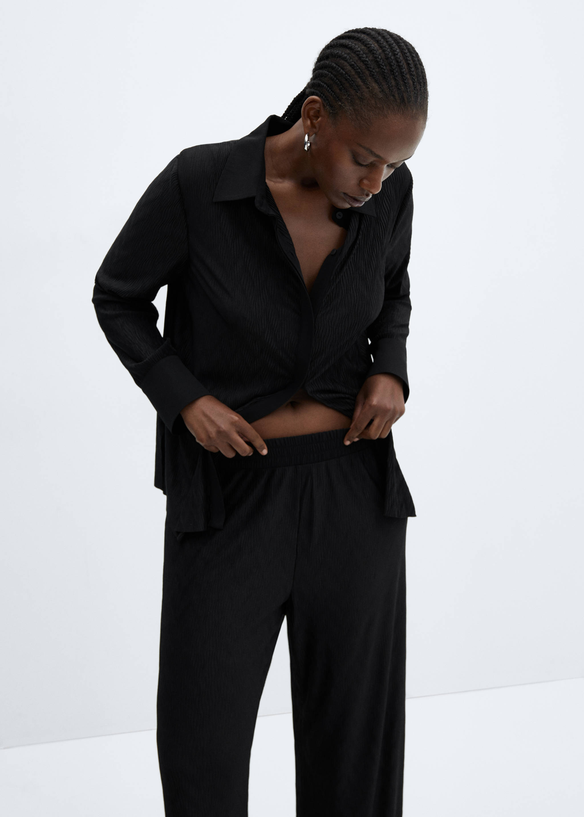 Textured wide leg trousers - Details of the article 5