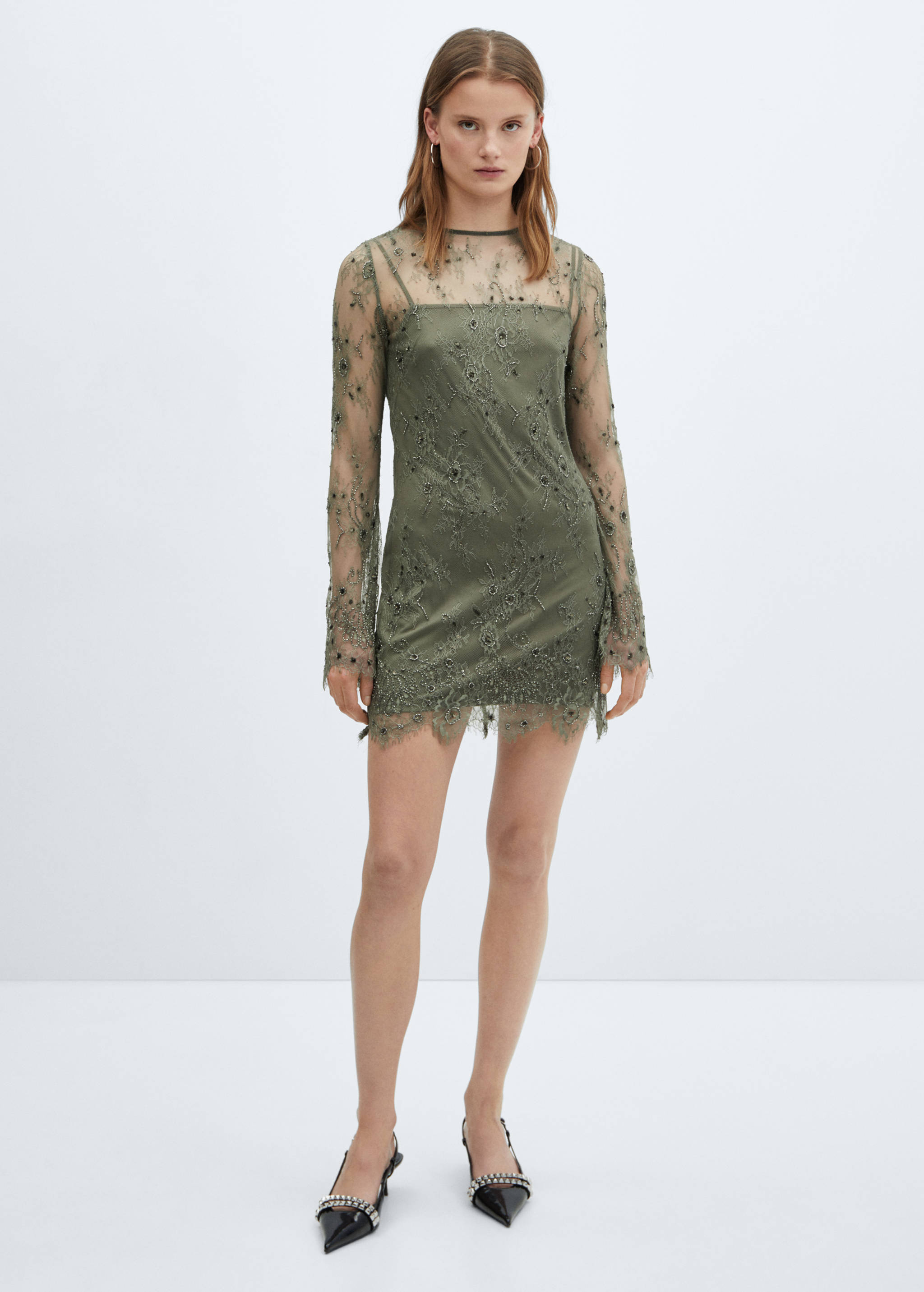 Embroidered lace dress - Women | MANGO Taiwan area