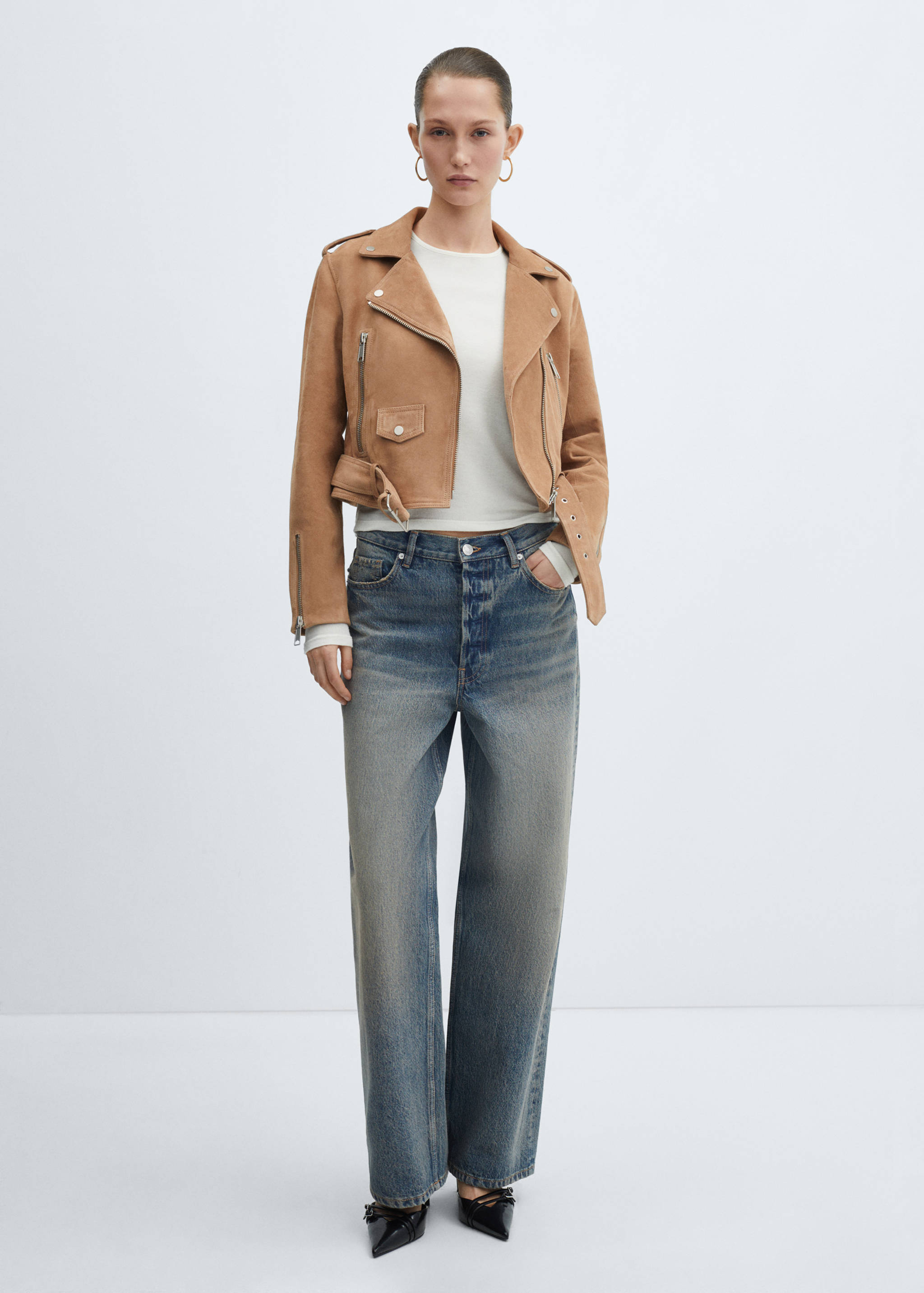 Leather biker jacket - General plane