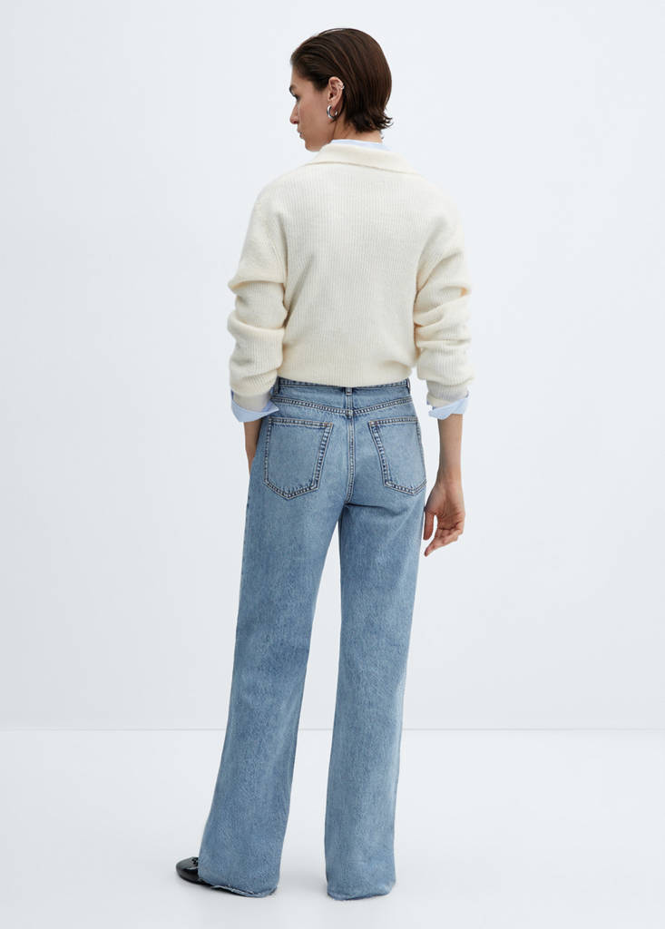 Wide leg mid-rise jeans — Medium Blue