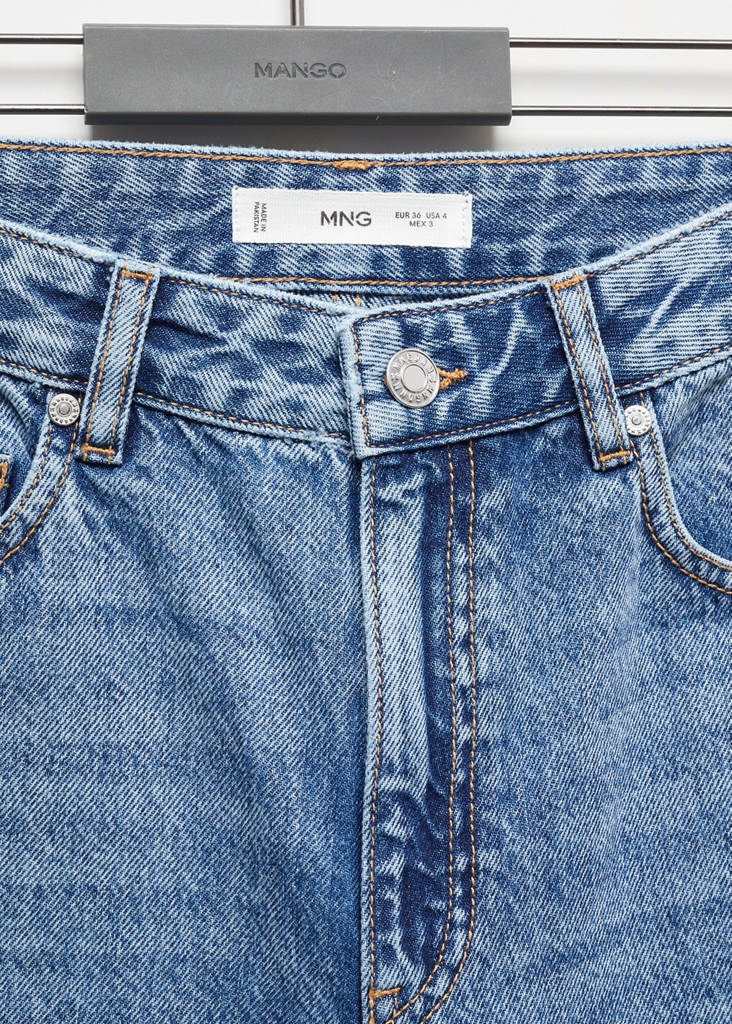 Wide leg mid-rise jeans — Medium Blue