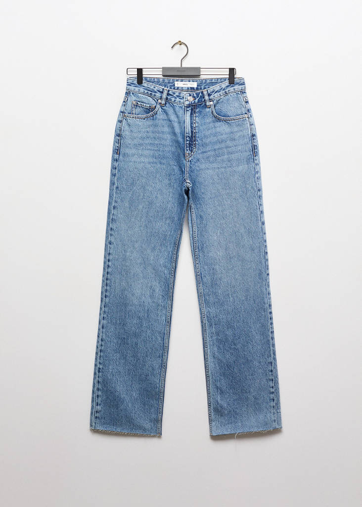 Wide leg mid-rise jeans — Medium Blue