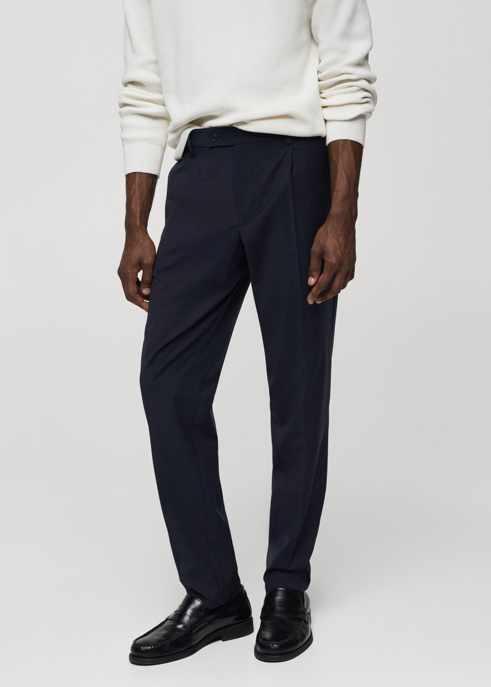 Cold wool pants with pleat detail - Medium plane