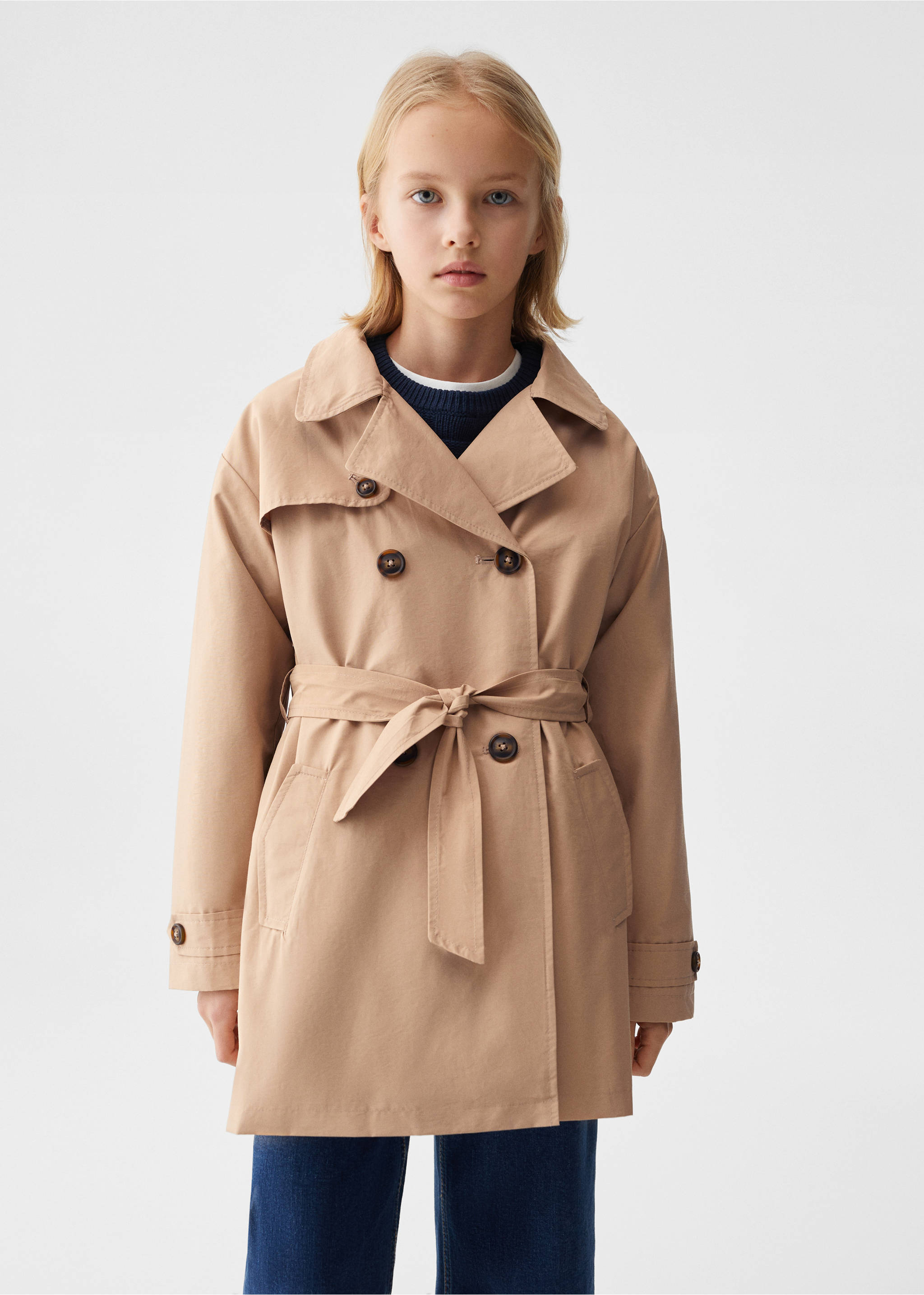 Trench gabardine ceinture - Plan moyen, Marron moyen. Ref: 67074443-00.