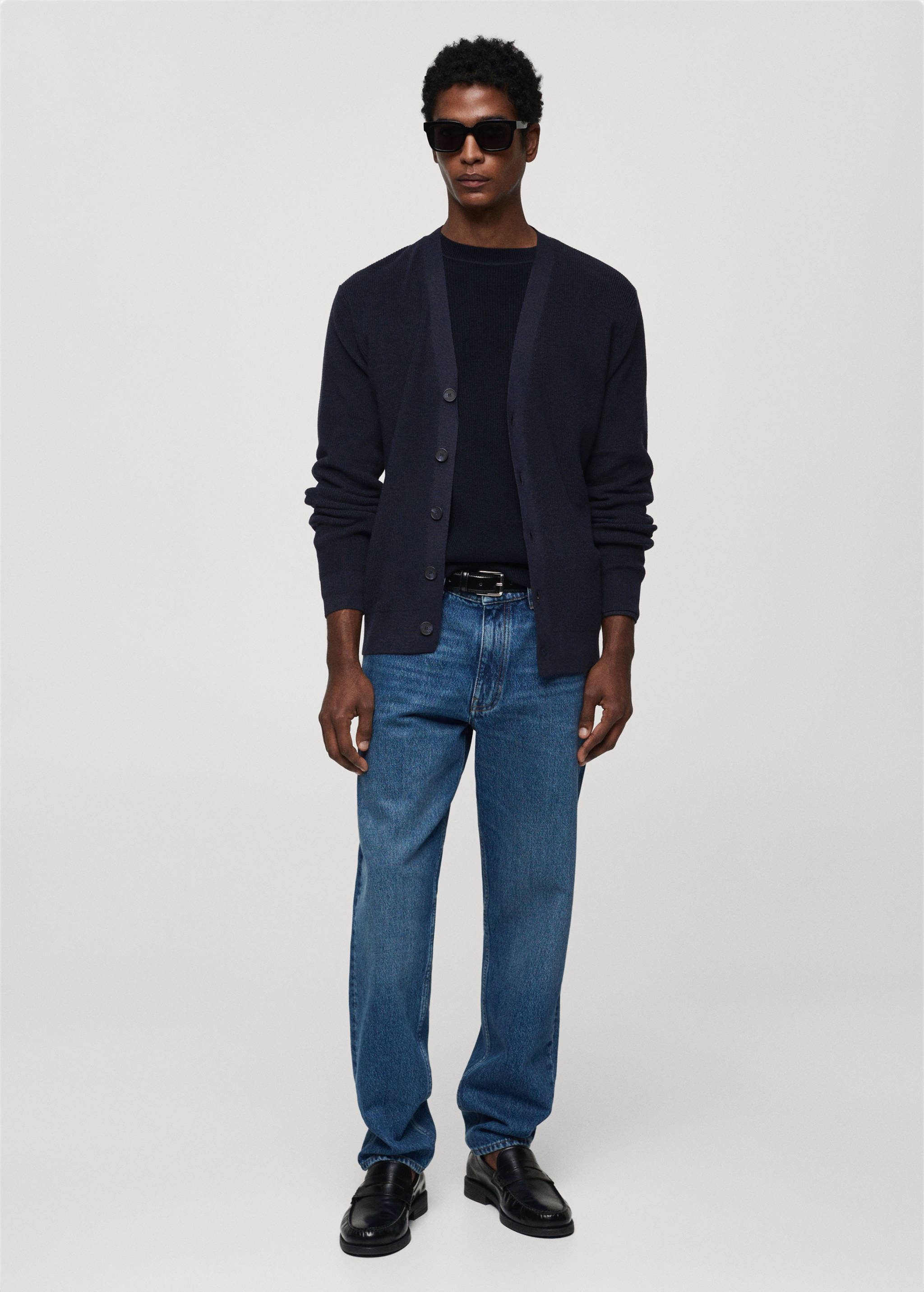 Cárdigan canalé botones - Plano general