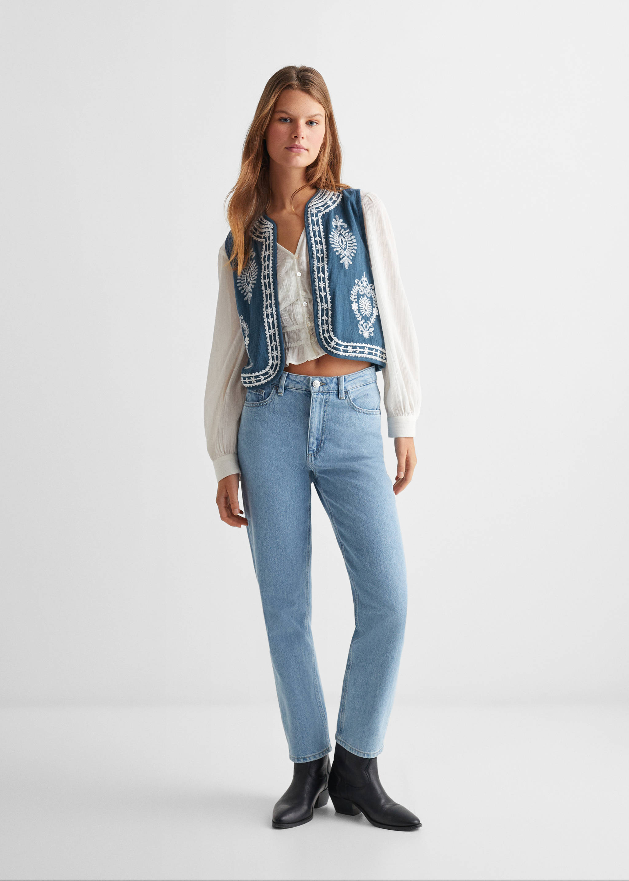 Хлопковый жилет с вышивкой - Общий план