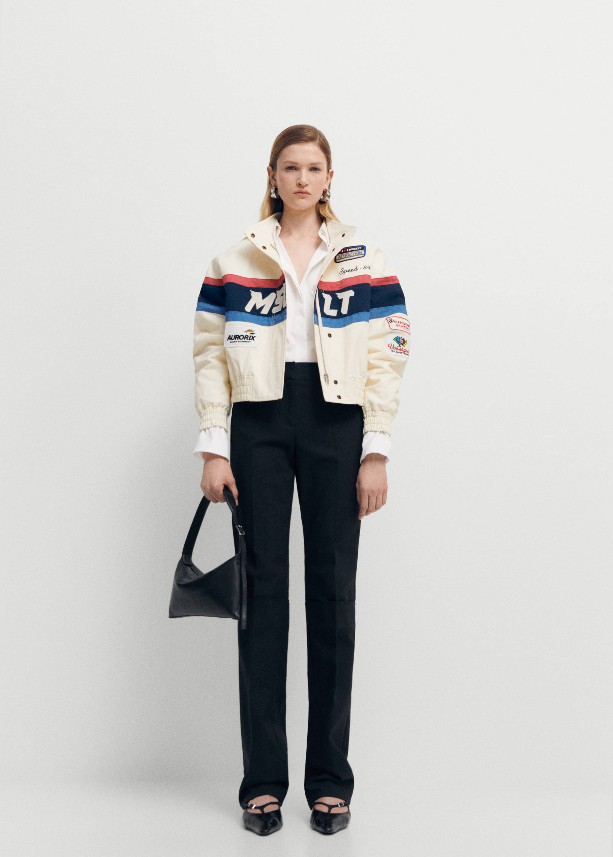 Cotton racing jacket with patches - General plane