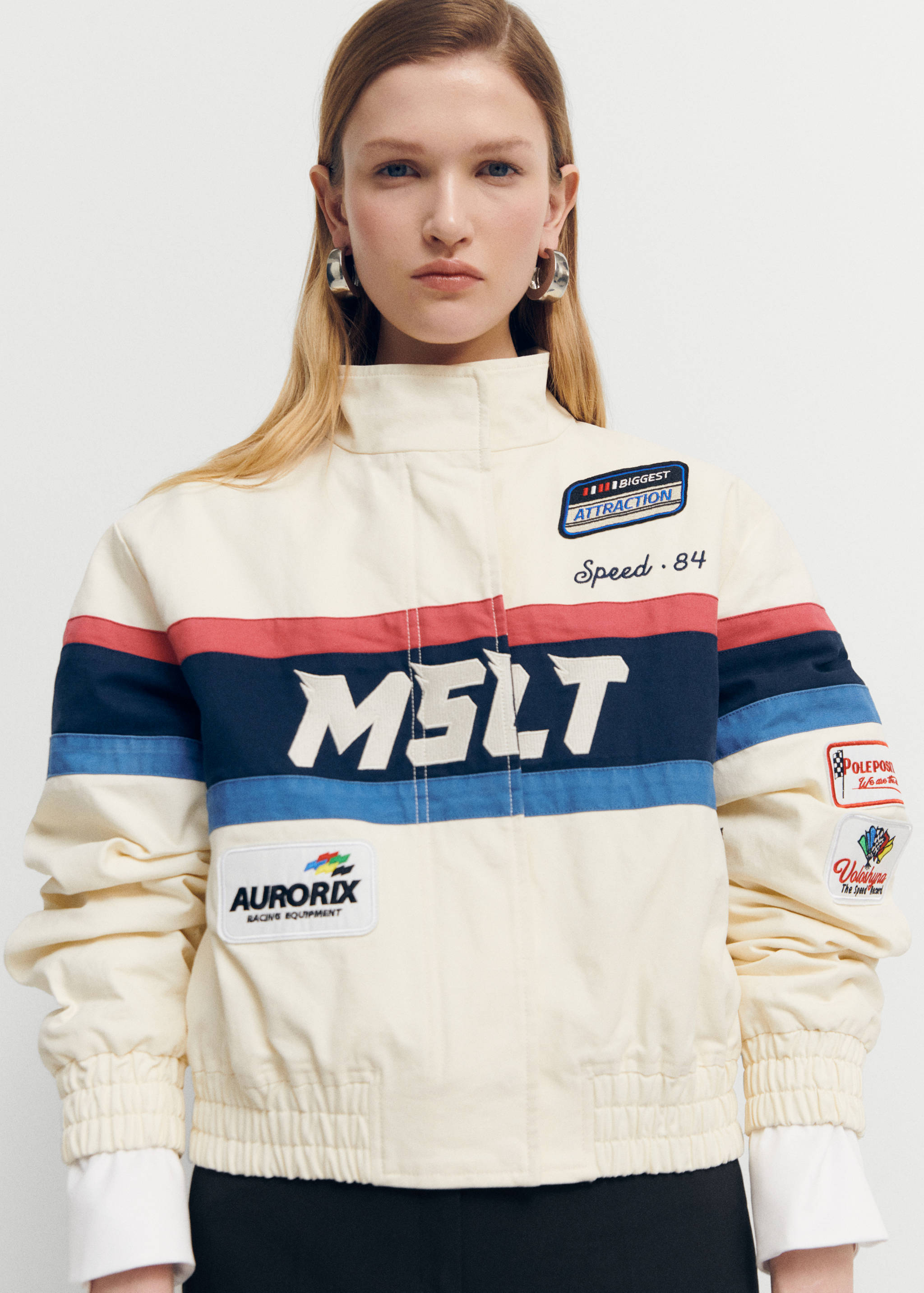Cotton racing jacket with patches - Medium plane