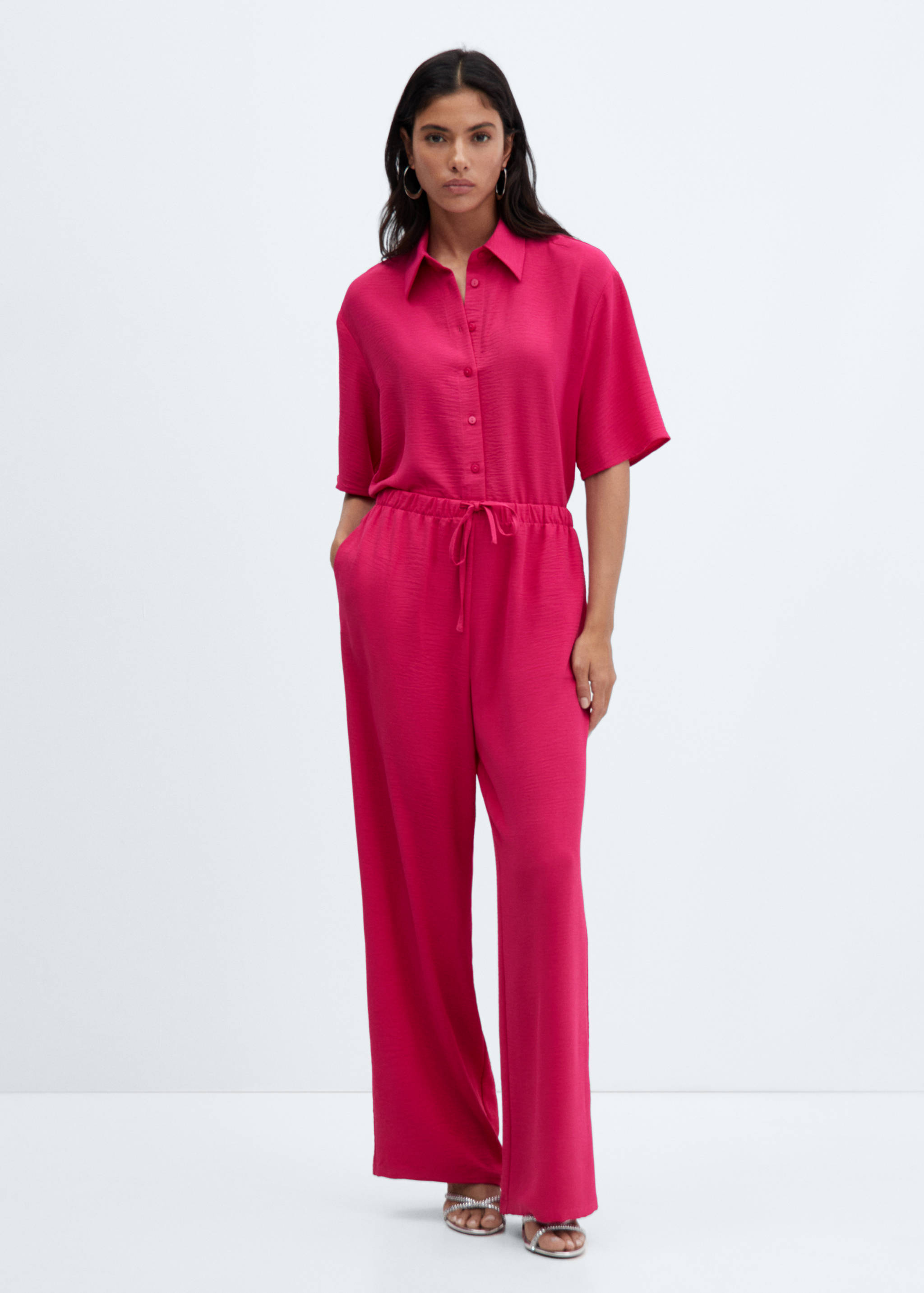 Wide leg trousers with elastic waist - General plane