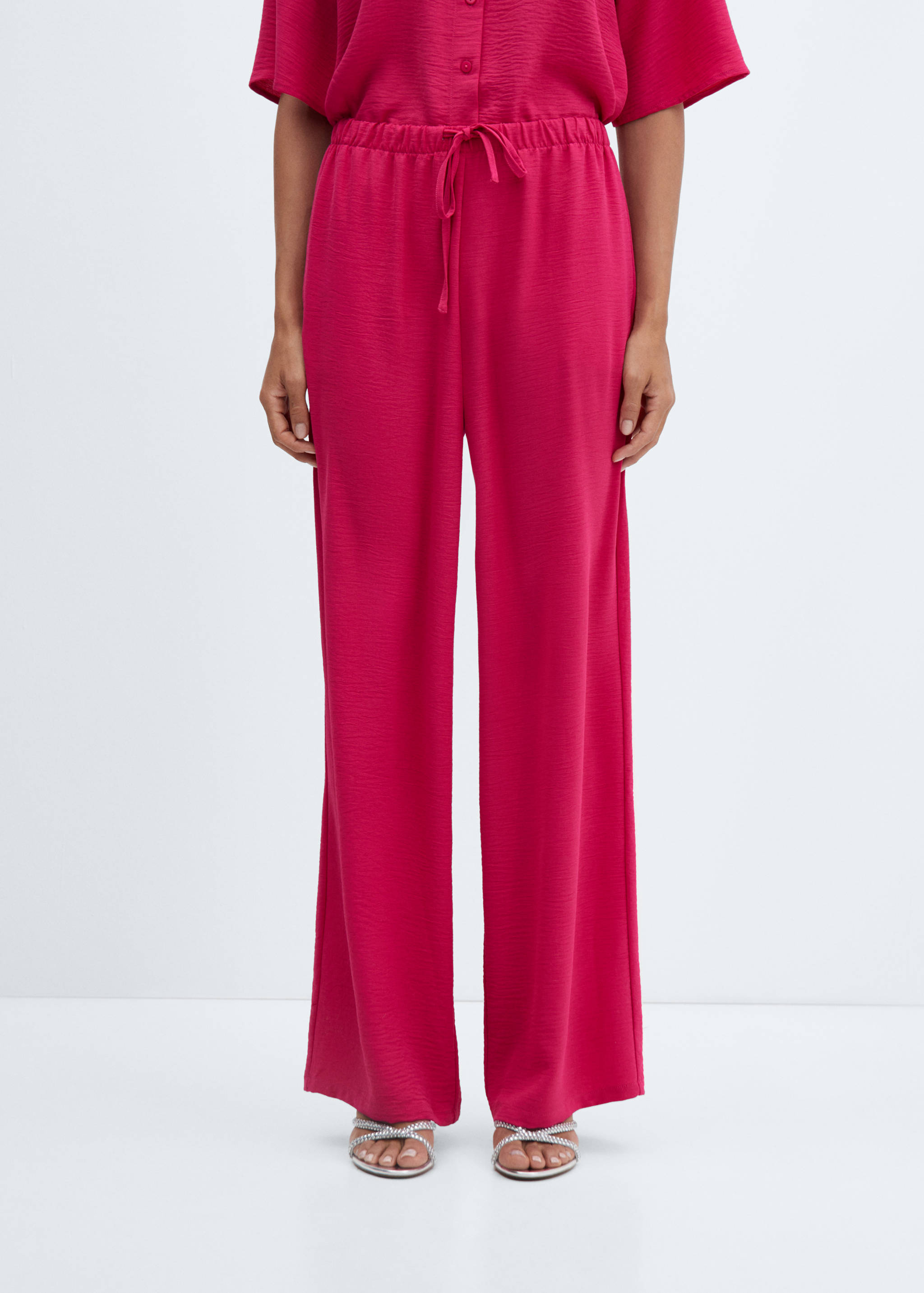 Wide leg trousers with elastic waist - Medium plane